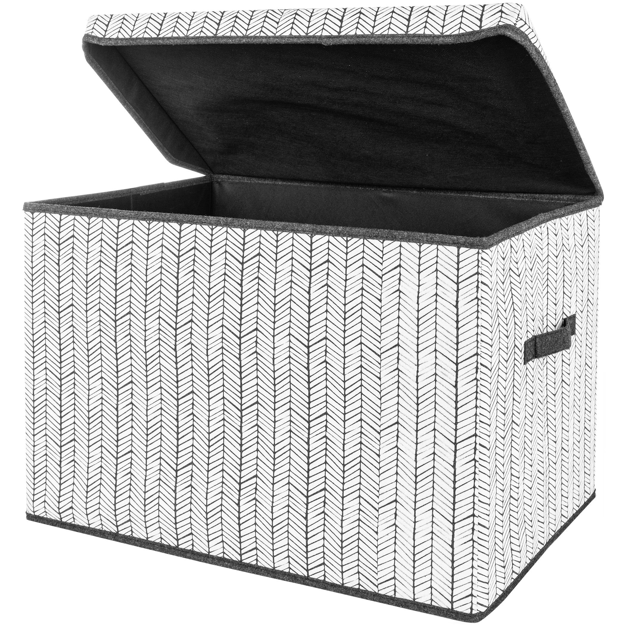 Image of Trend Lab Sammy & Lou Felt Toy Box - Gray Herringbone