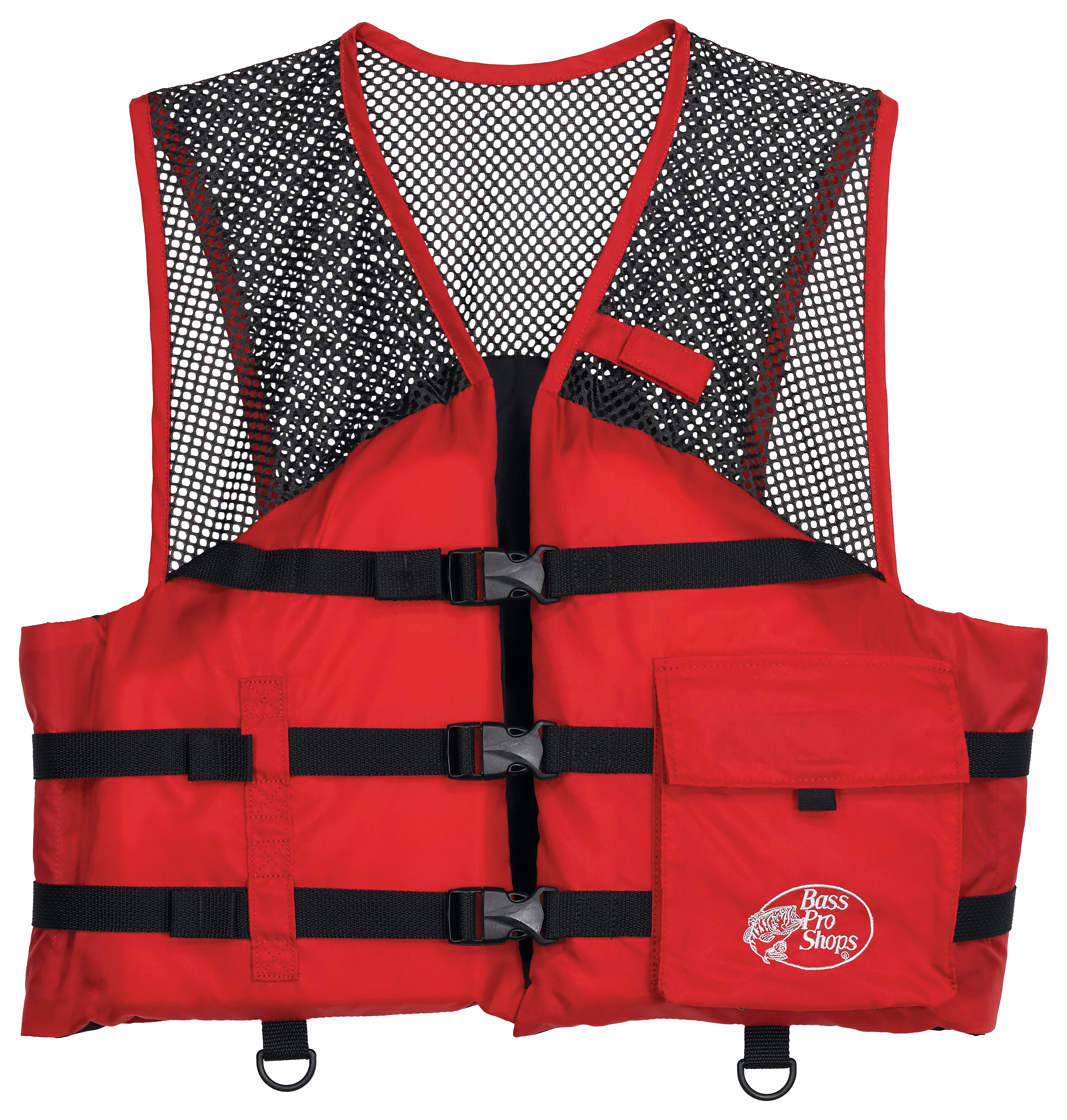 Image of Bass Pro Shops Basic Mesh Fishing Life Jacket with Front Pocket - Red - XL