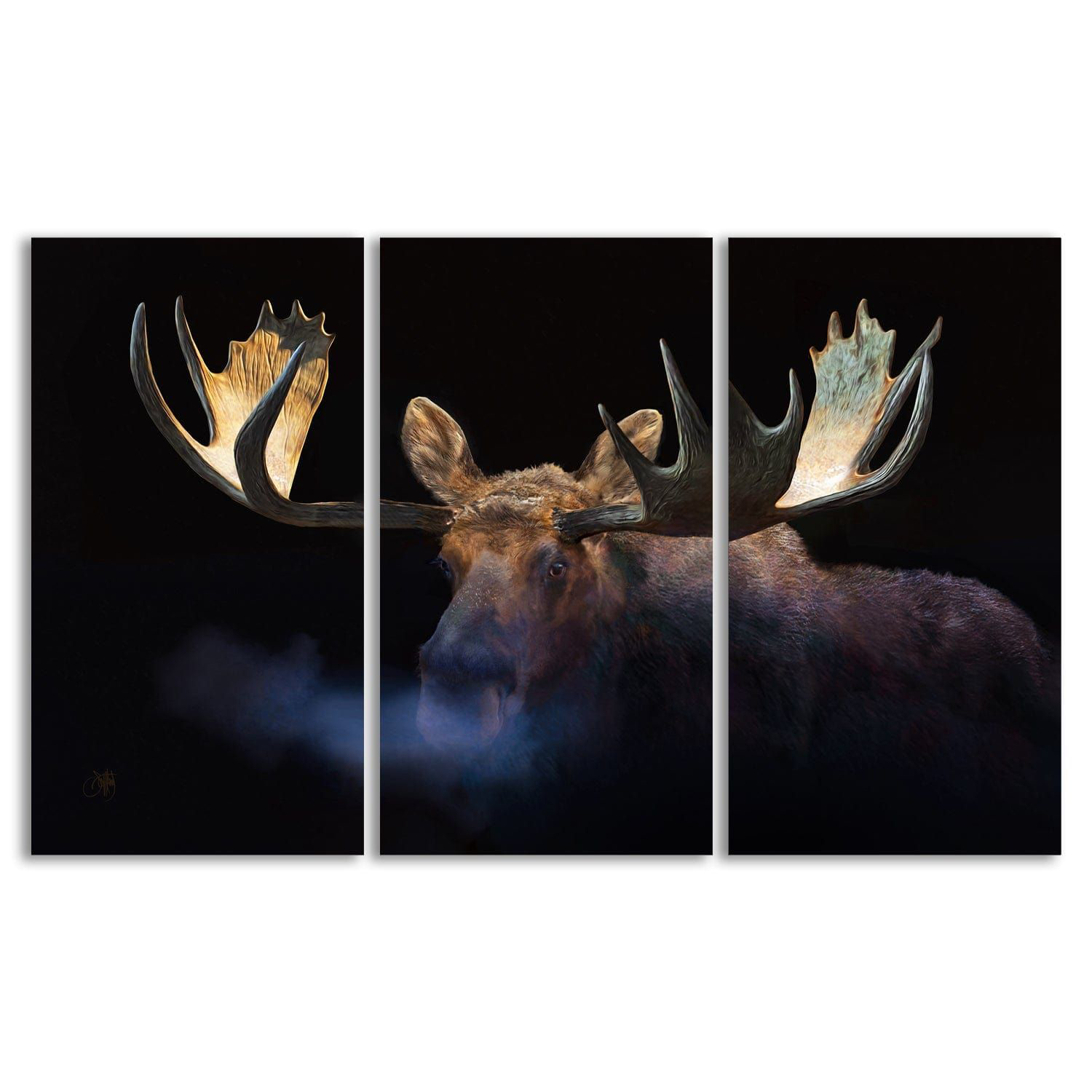Scott Kennedy Winter Moose Triptych Block Mounted Panel 3-Piece Set