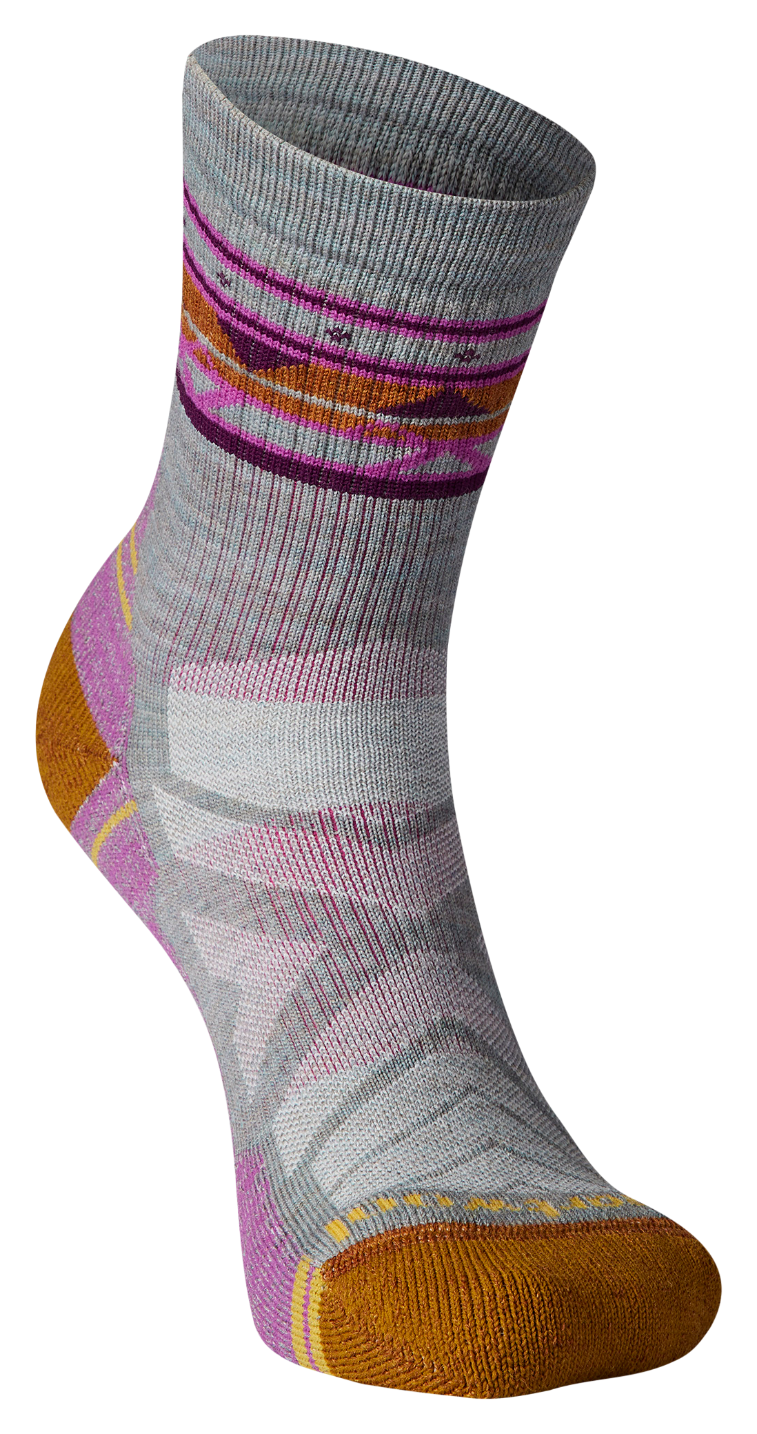 Image of Smartwool Hike Light-Cushion Zig Zag Valley Mid Crew Socks for Ladies - Lunar Gray Heather - M