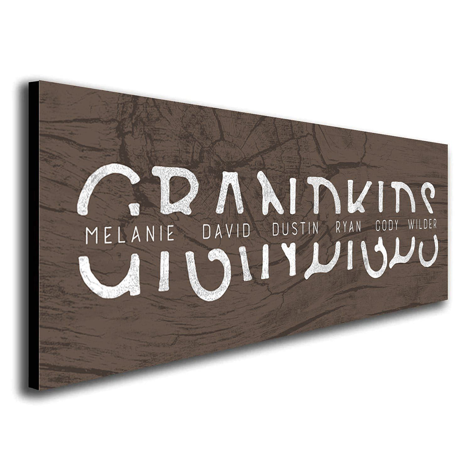 Scott Kennedy Personalized Grandkids Block Mount Wall Decor - Rustic Brown - 6.5″ x 18″