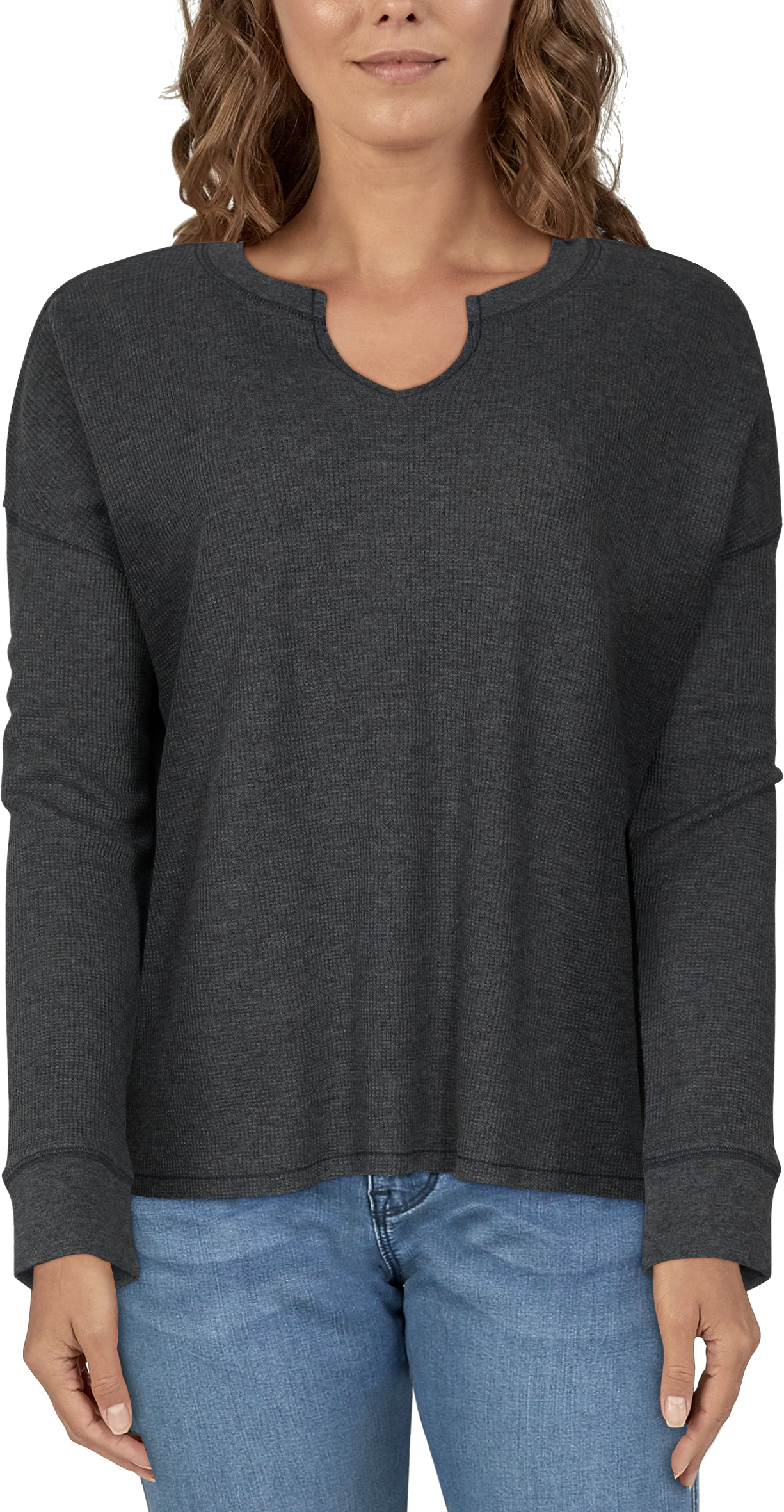 NATURAL REFLECTIONS Hillside Notch-Neck Long-Sleeve Thermal Shirt for Ladies