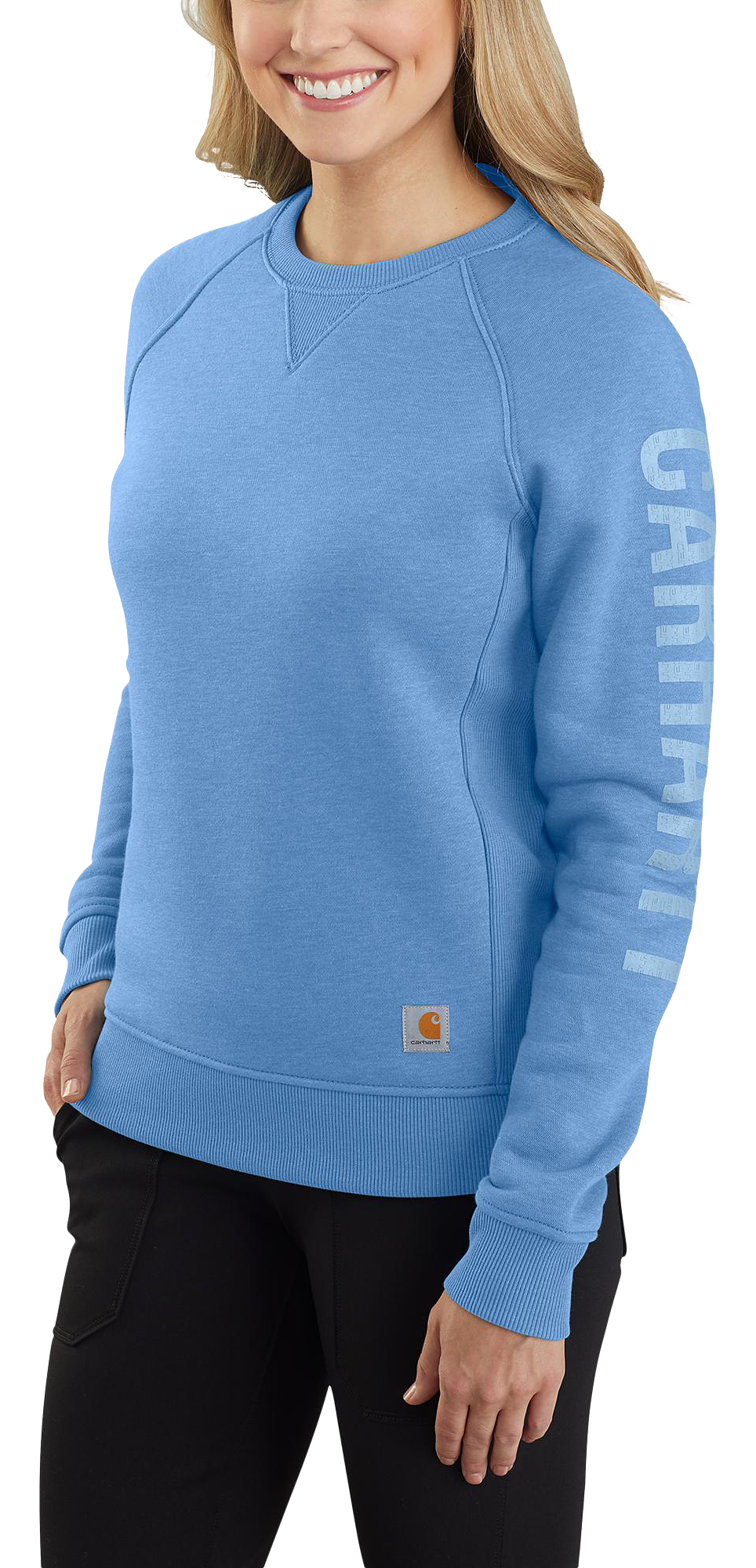 Image of Carhartt Relaxed-Fit Midweight Crew-Neck Graphic Long-Sleeve Sweatshirt for Ladies - Skystone - S