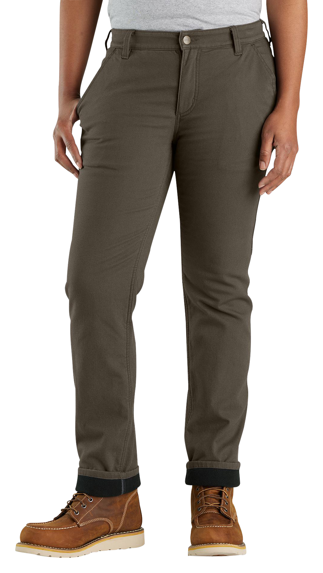 Image of Carhartt Rugged Flex Relaxed-Fit Fleece-Lined Work Pants for Ladies - Tarmac - 6