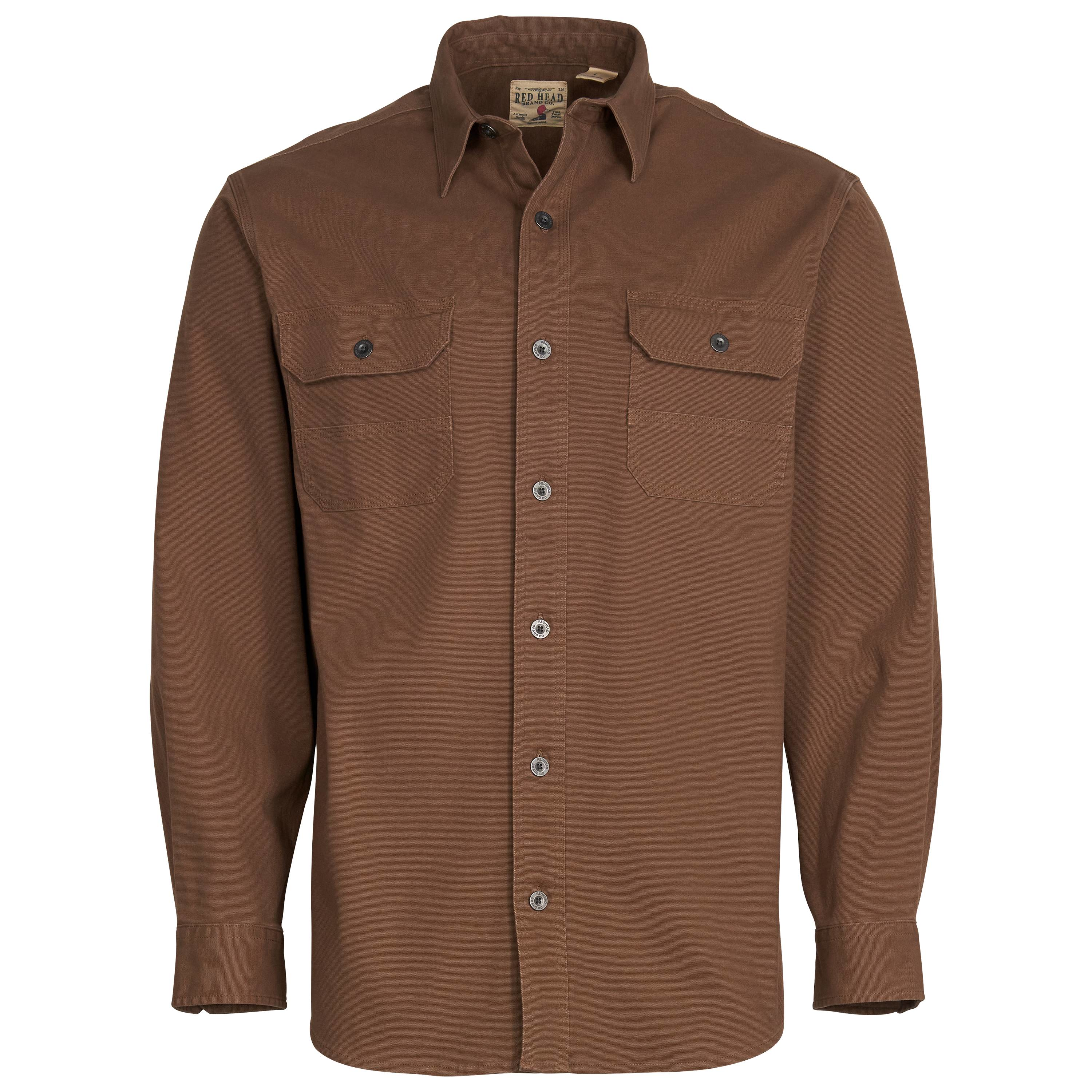 Image of RedHead Flex Stonewash Canvas Long-Sleeve Shirt for Men - Brown