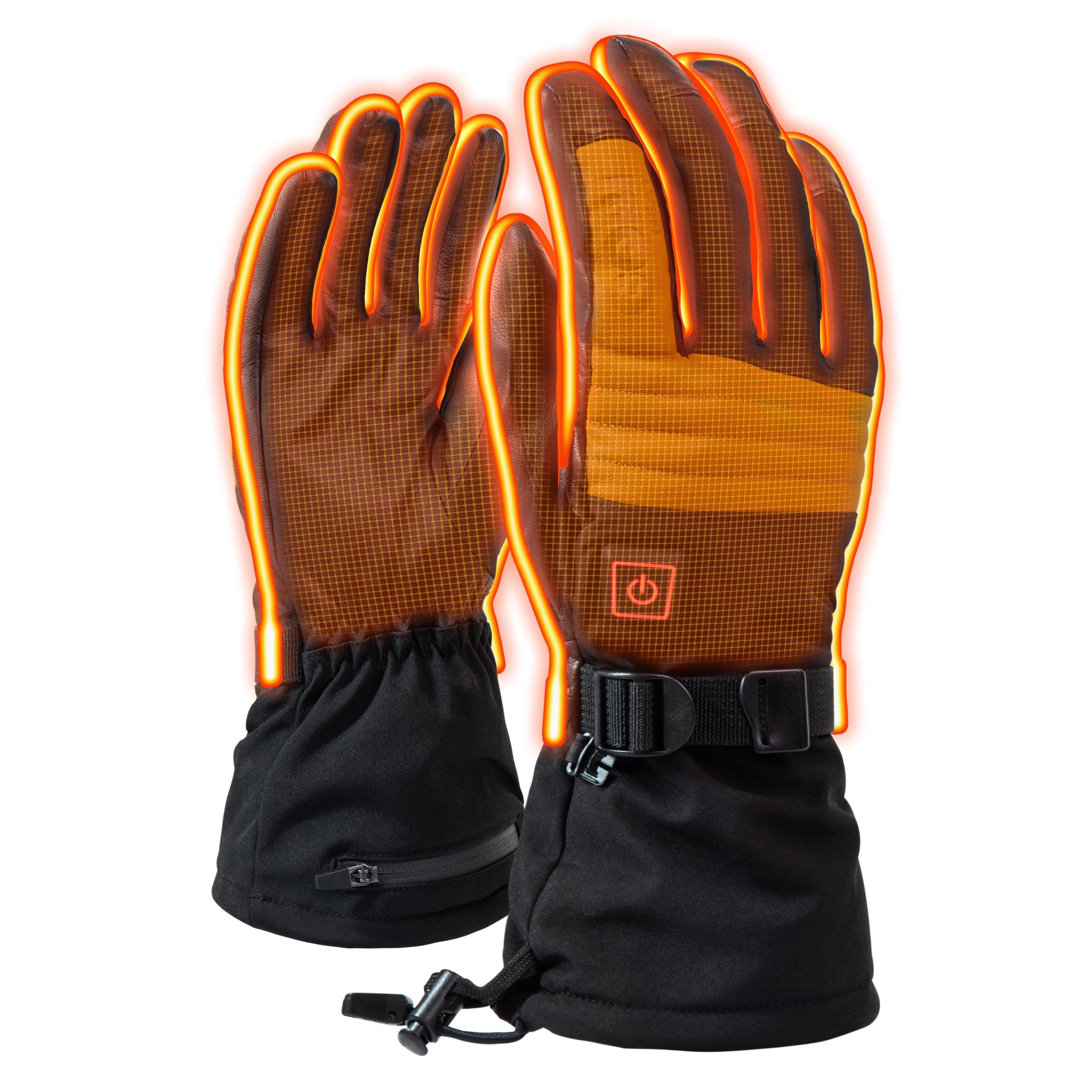 Image of Gobi Heat Vertex Heated Ski Gloves for Ladies - Orange/Black - S