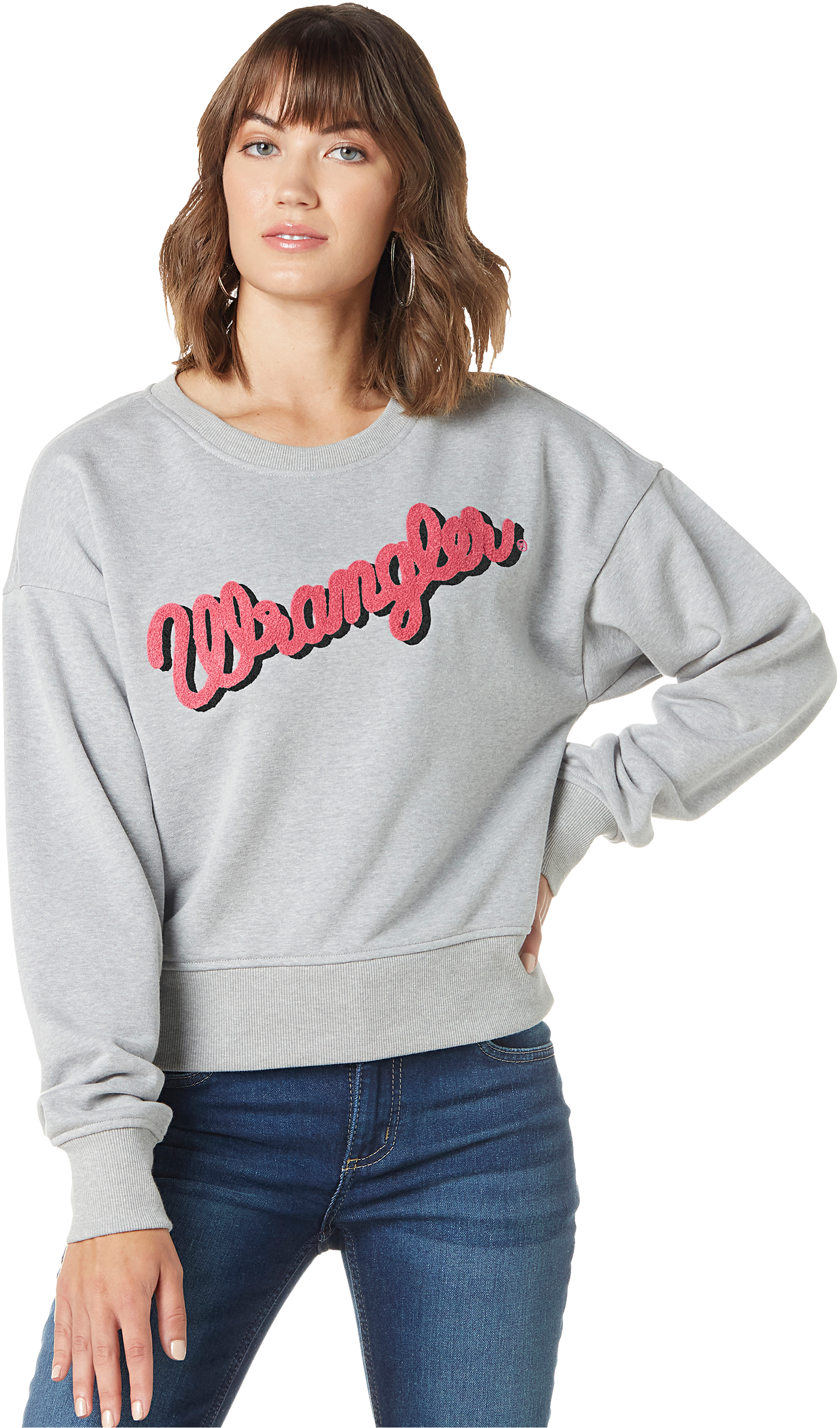 Wrangler Retro Logo Long-Sleeve Sweatshirt for Ladies - Heather Grey