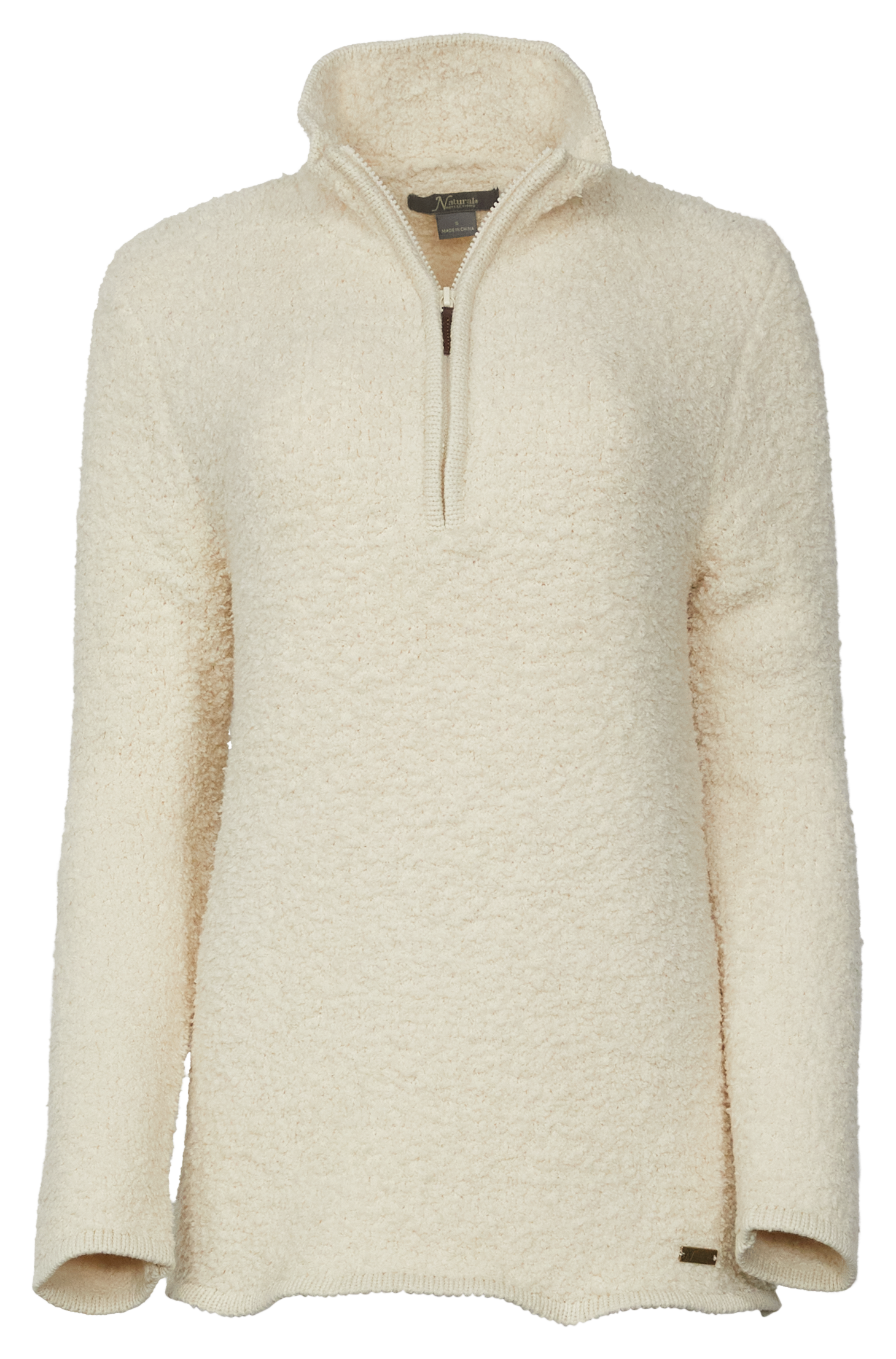 Image of Natural Reflections Sherpa Cabin Quarter-Zip Long-Sleeve Sweater - Birch