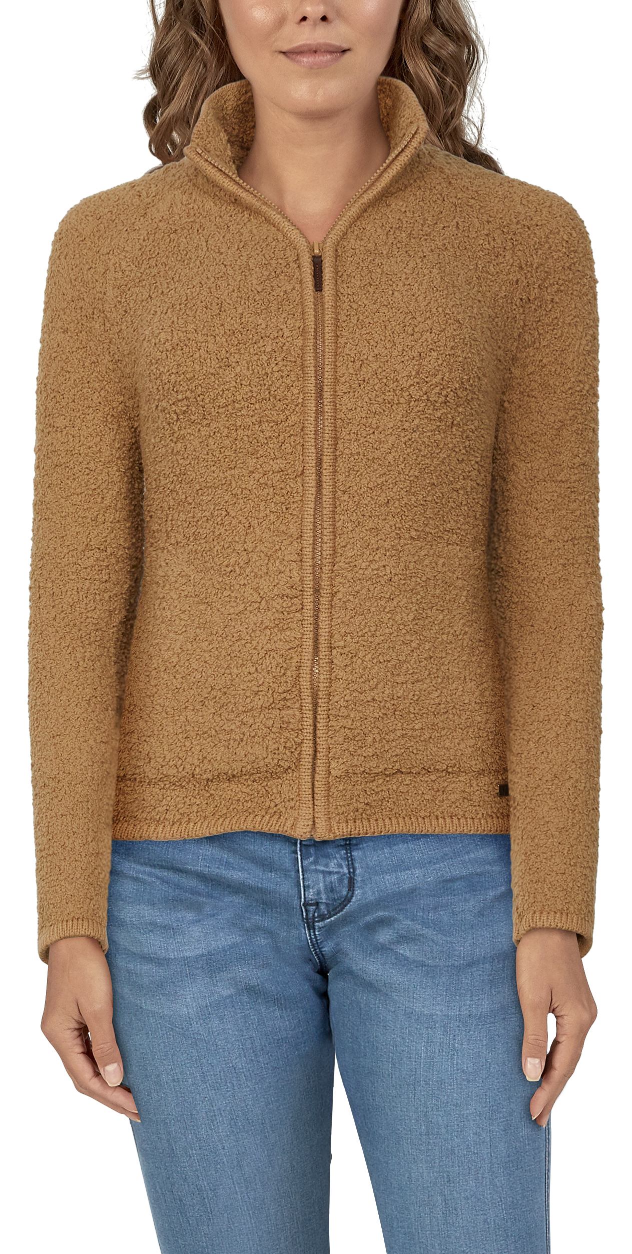 Natural Reflections Sherpa Cabin Full-Zip Long-Sleeve Sweater for Ladies - Tannin