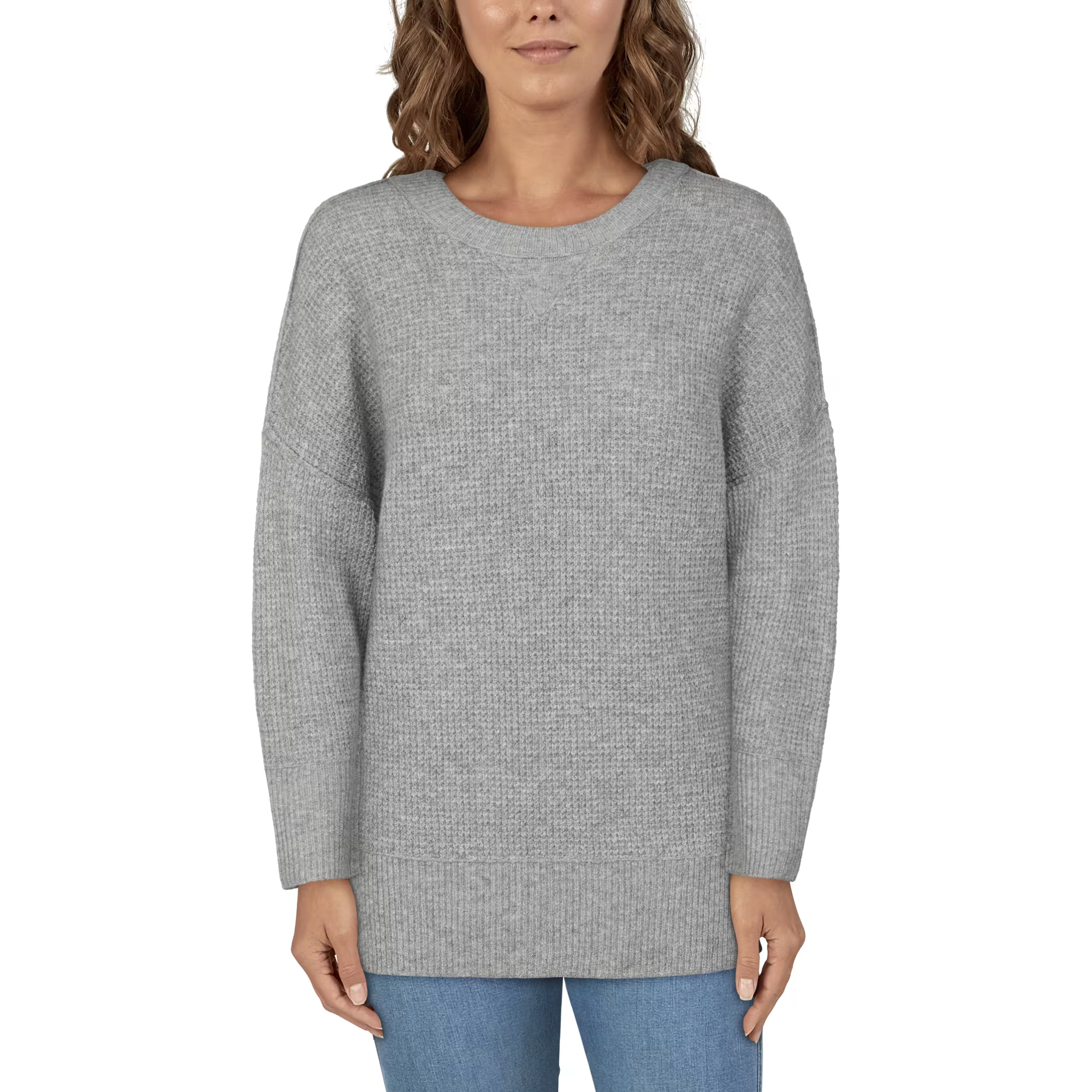 Natural Reflections Daydreamer Oversized Crew Long-Sleeve Sweater for Ladies - Heather Gray