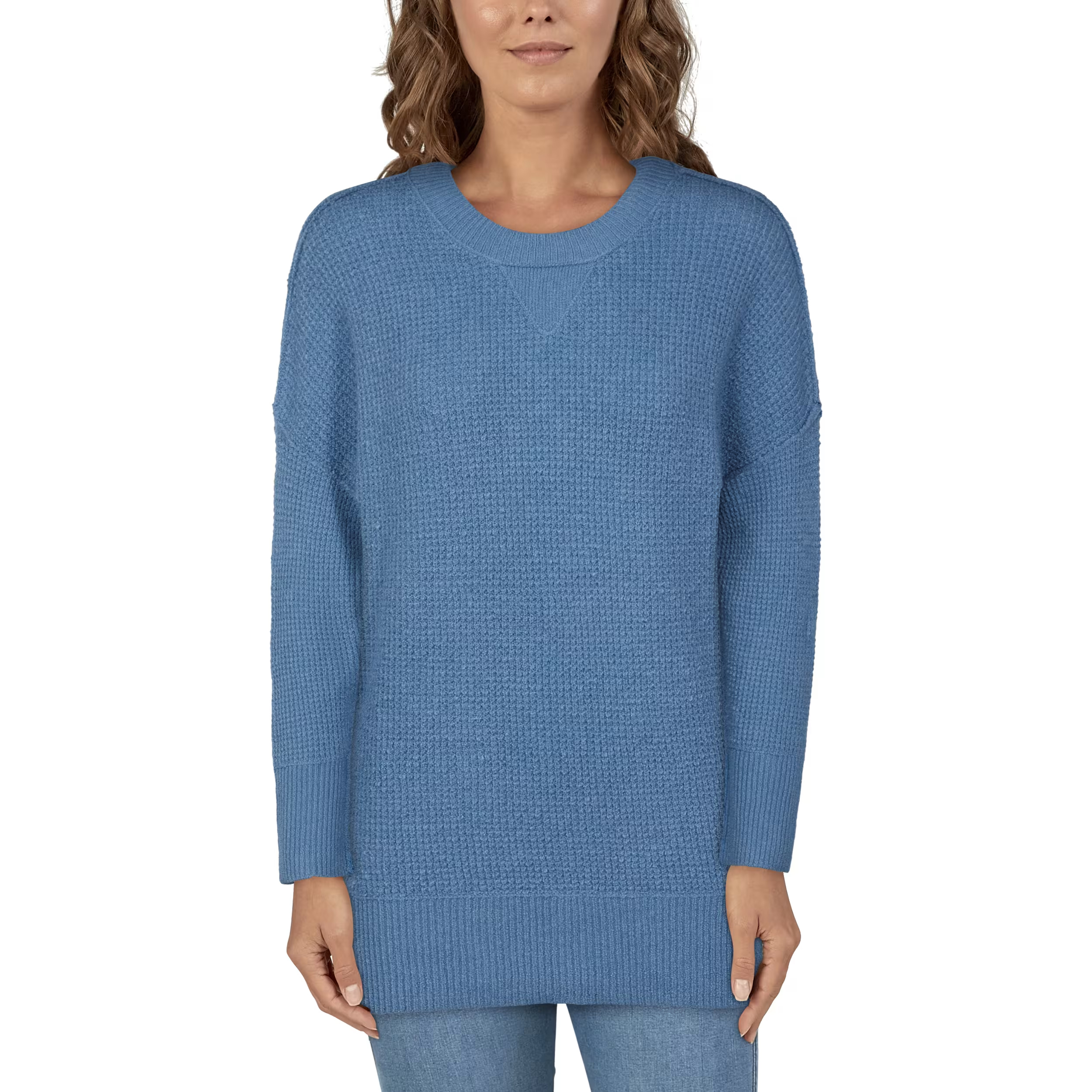 Natural Reflections Daydreamer Oversized Crew Long-Sleeve Sweater for Ladies - Blue Shadow