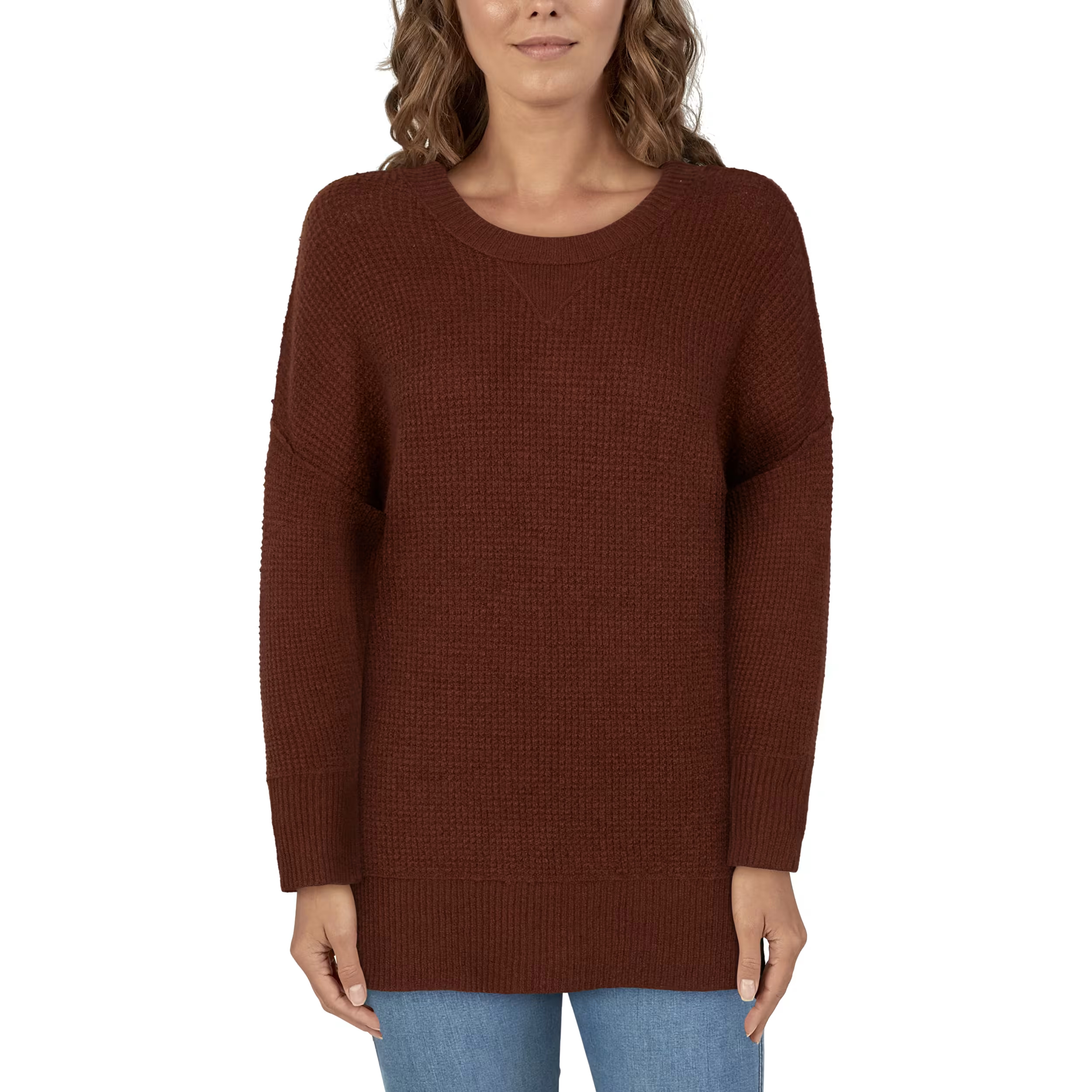 Natural Reflections Daydreamer Oversized Crew Long-Sleeve Sweater for Ladies - Cappuccino