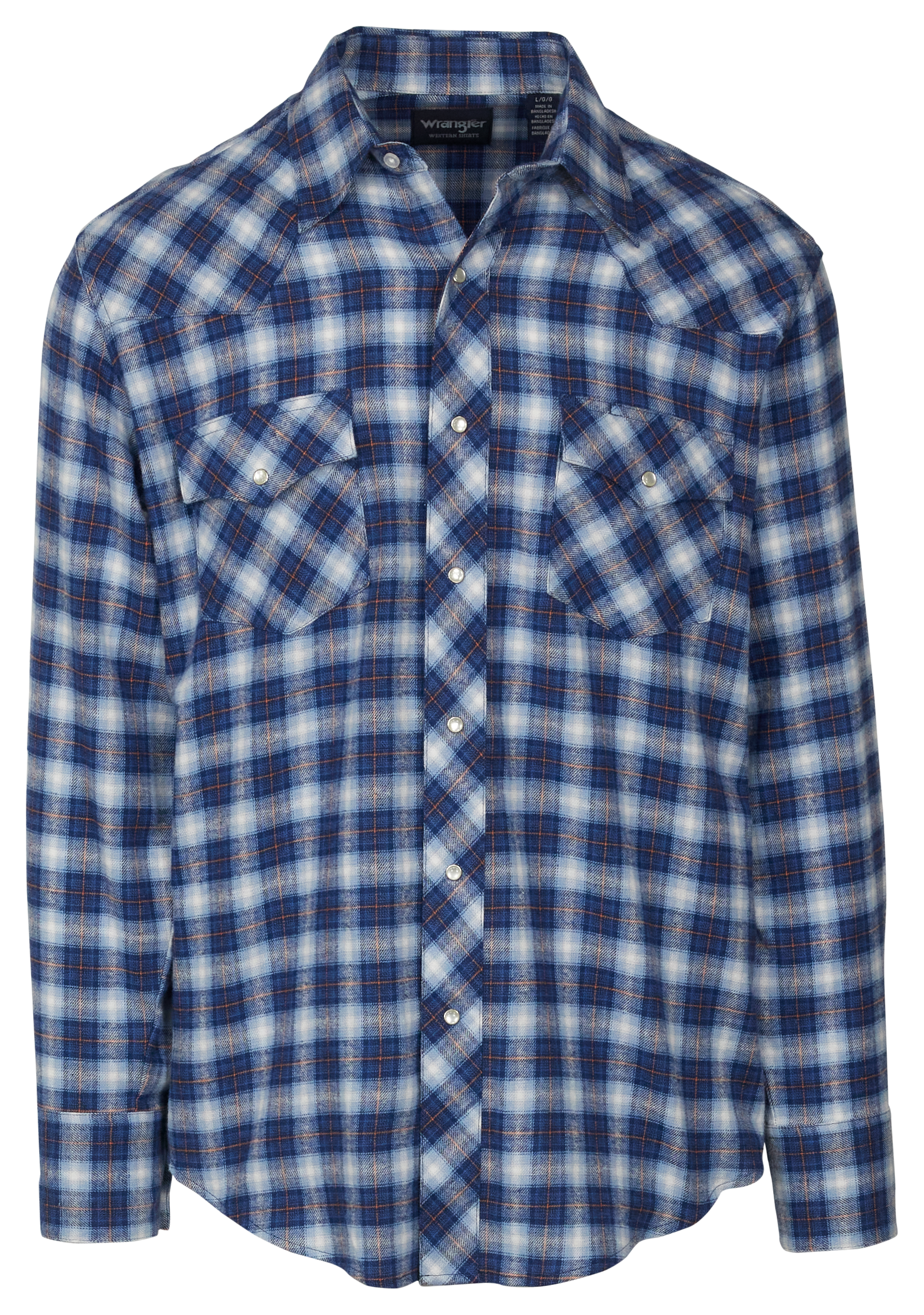 WRANGLER Classic Fit Western Flannel Long-Sleeve Shirt for Men