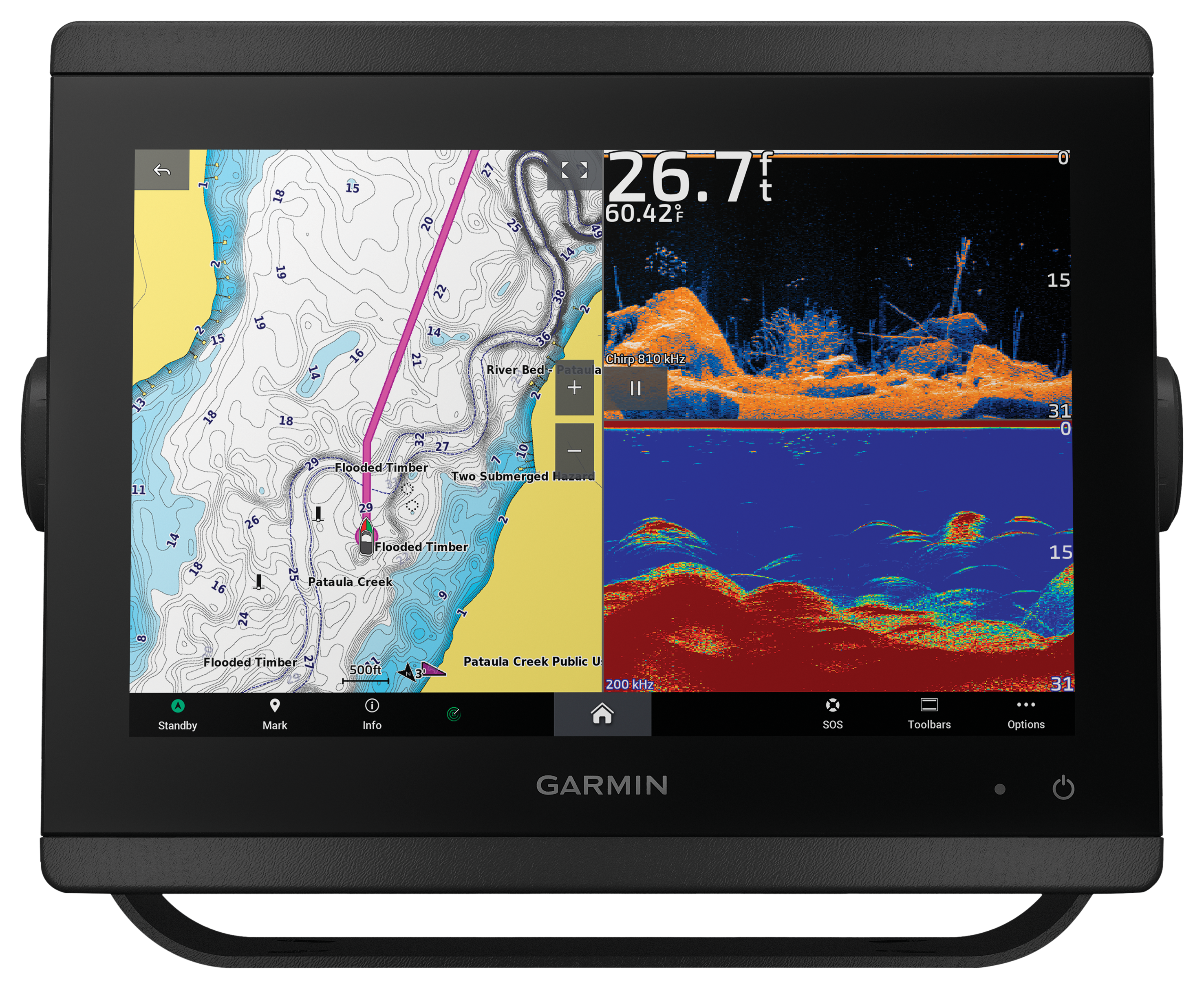 Image of Garmin GPSMAP Touch-Screen Fish Finder/Chart Plotter Combo with Mapping and Sonar - 12''