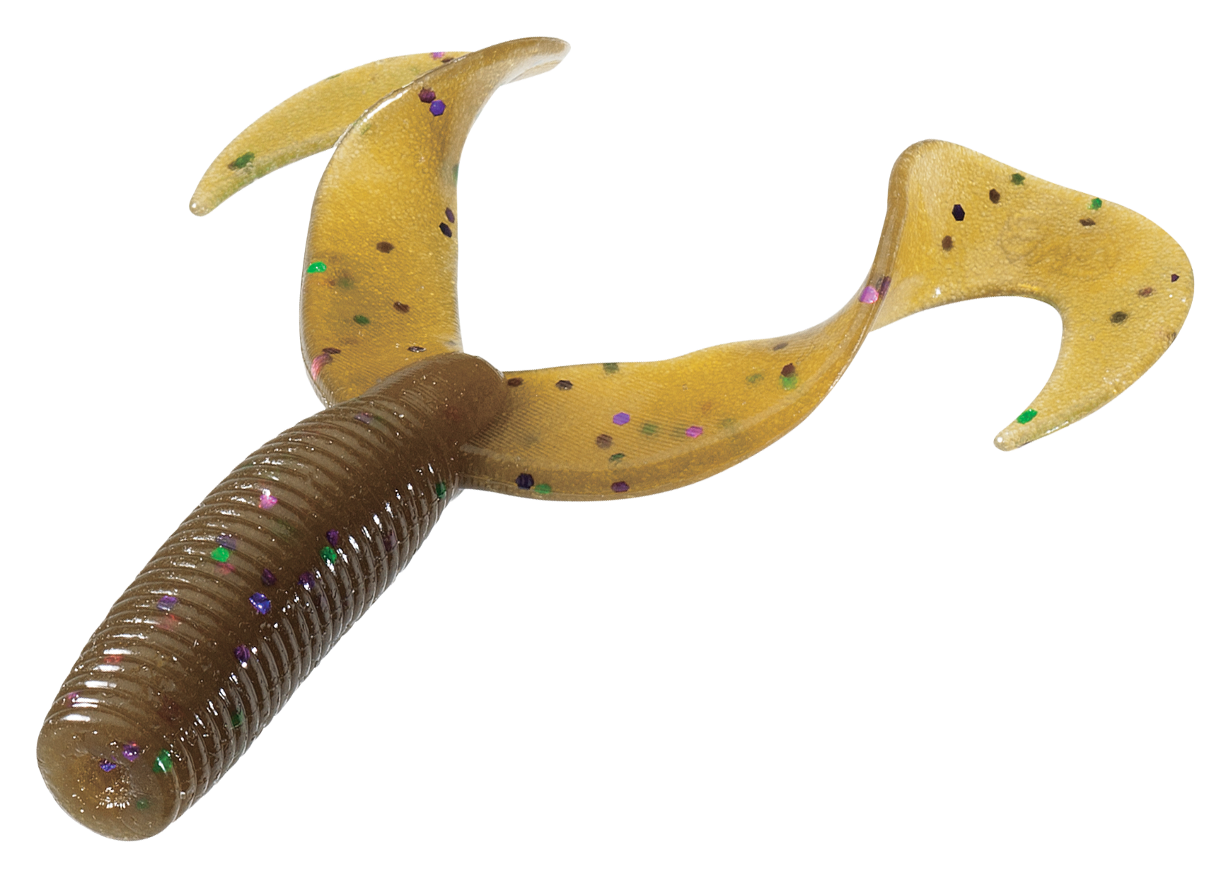 Yamamoto Grub Double Tail 5" Jig Trailers - Green Pumpkin Purple Flake 16-20-301