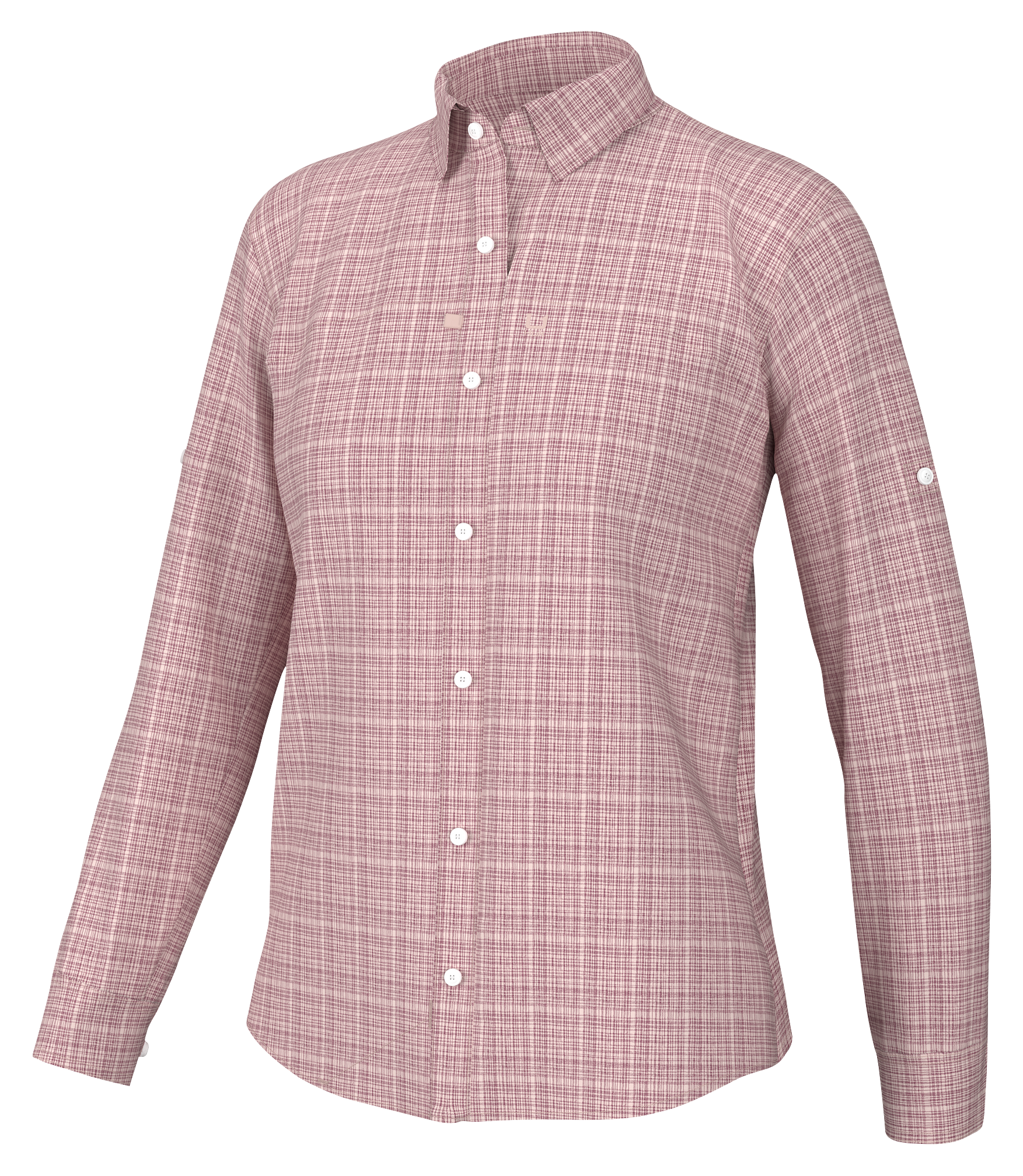 Image of Huk Tide Point Cross-Dye Long-Sleeve Shirt for Ladies - Peach Whip