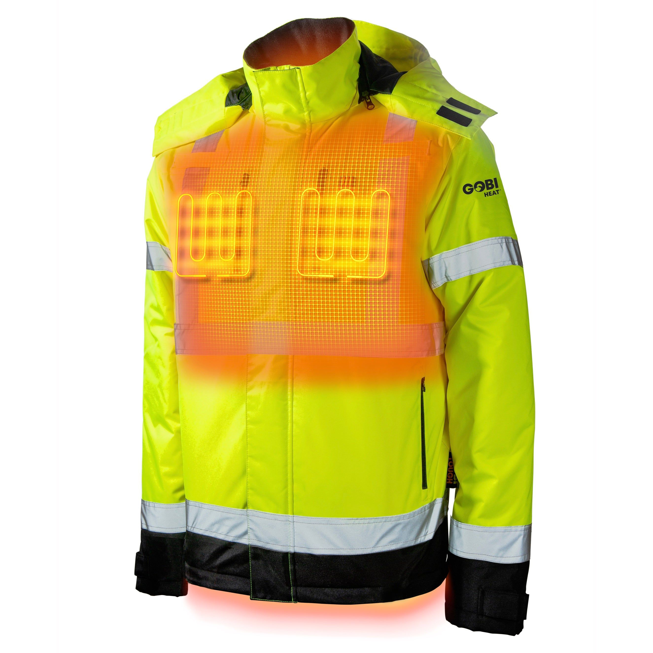 Image of Gobi Heat Flash Heated Hi-Vis Jacket for Men - Hi-Vis Yellow - 3XL