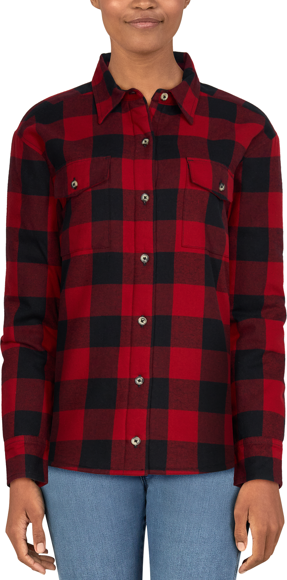 NATURAL REFLECTIONS Sherpa-Lined Long-Sleeve Flannel for Ladies