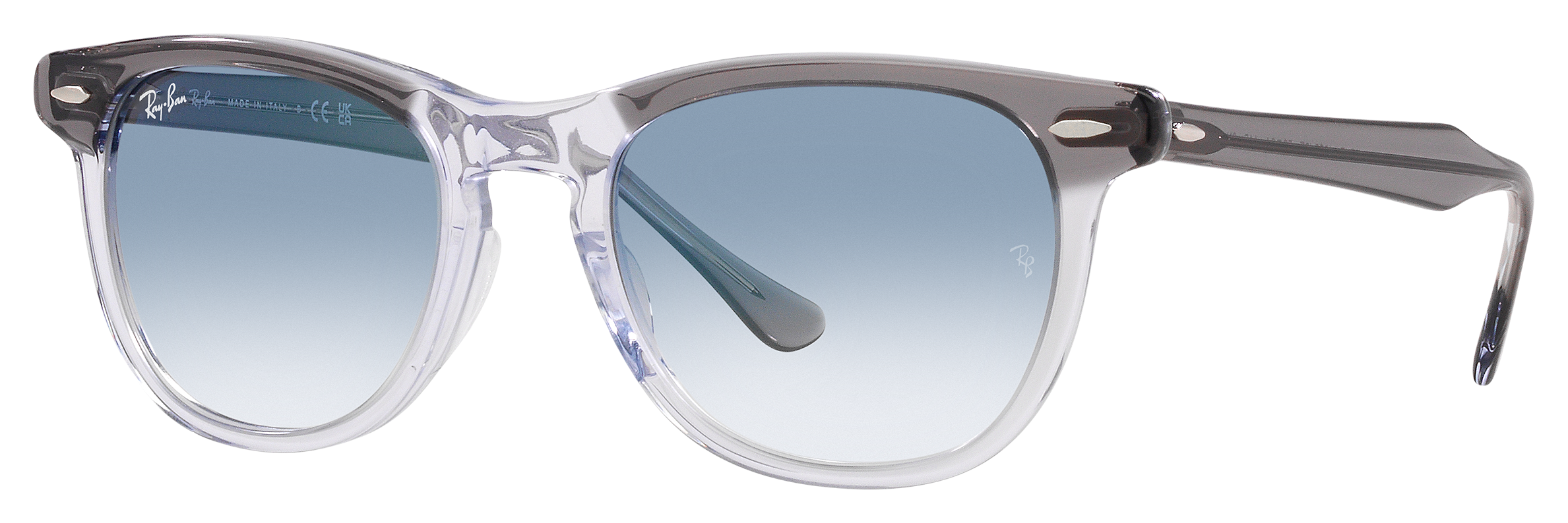 Image of Ray-Ban Eagle Eye RB2398 Gradient Glass Sunglasses - Gray On Transparent/Light Blue Gradient - X-Large