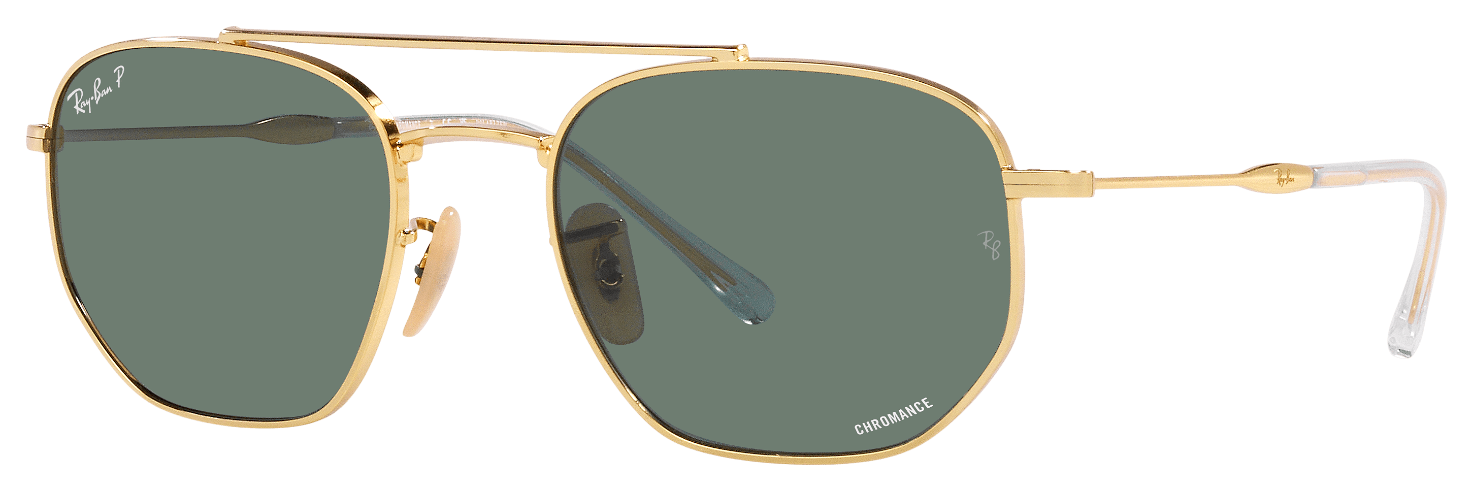 Image of Ray-Ban RB3707 Chromance Glass Polarized Sunglasses - Polished Gold/Gray Chromance - X-Large