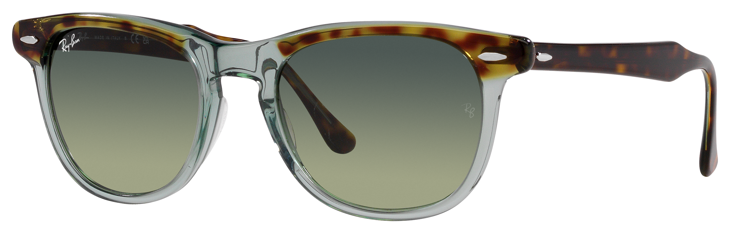 Image of Ray-Ban Eagle Eye RB2398 Gradient Glass Sunglasses - Havana On Transparent Green/Green Gradient - X-Large