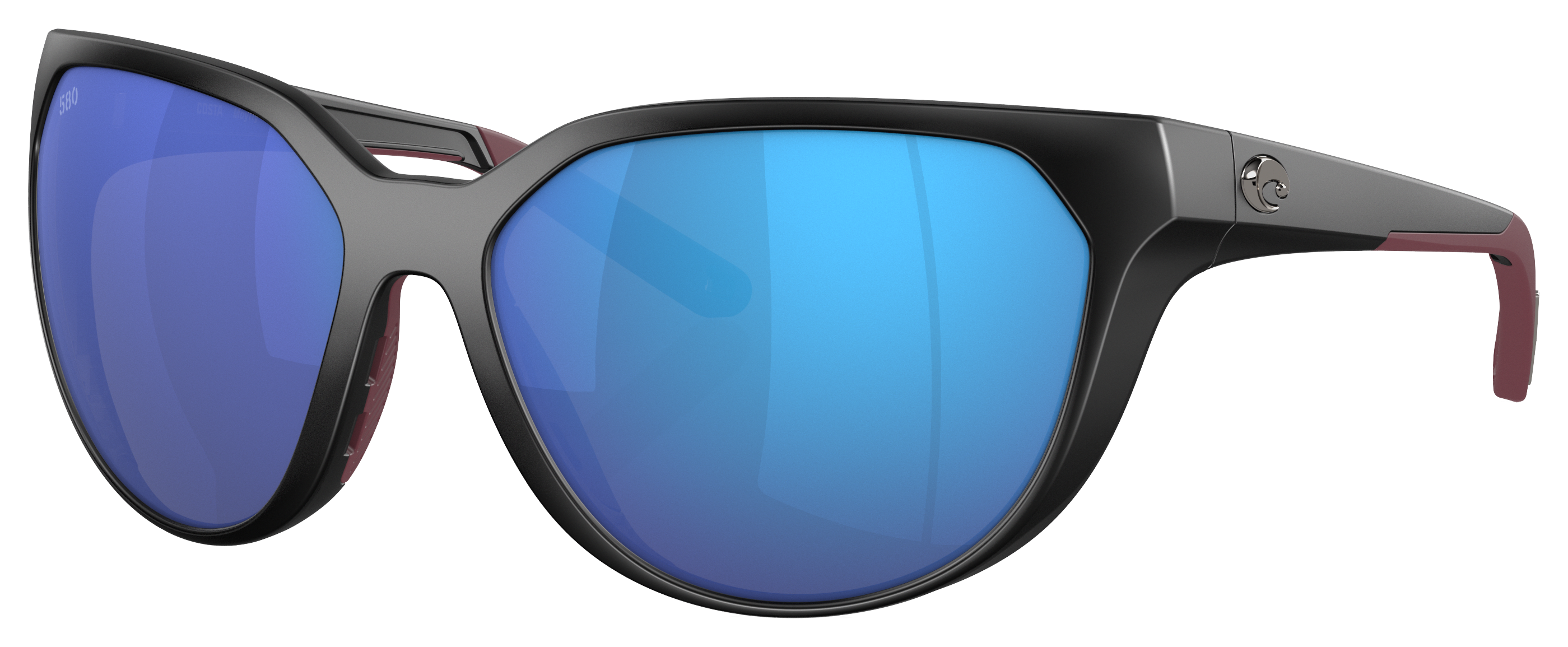 Image of Costa Del Mar Mayfly 580G Glass Polarized Sunglasses for Ladies - Matte Black/Blue Mirror - Small
