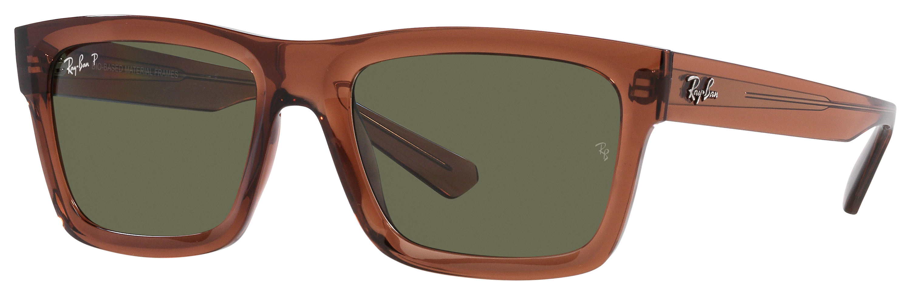 Image of Ray-Ban Warren Bio-Based RB4396 Polarized Sunglasses - Polished Transparent Brown/Dark Green Classic - Medium