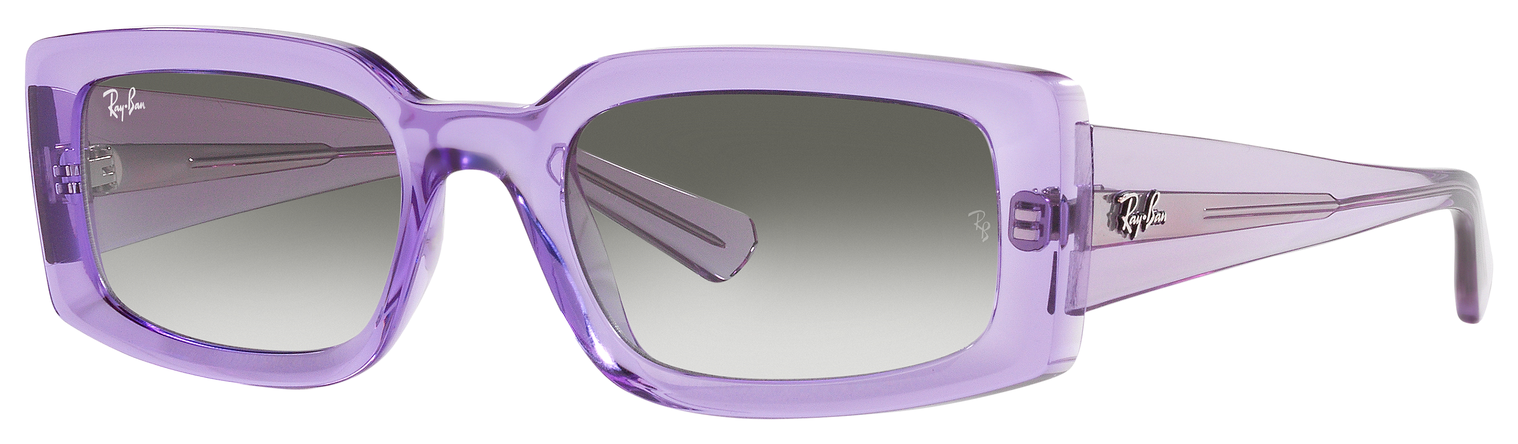 Image of Ray-Ban Kiliane Bio-Based RB4395 Gradient Sunglasses - Polished Transparent Violet/Light Gray Gradient - Medium