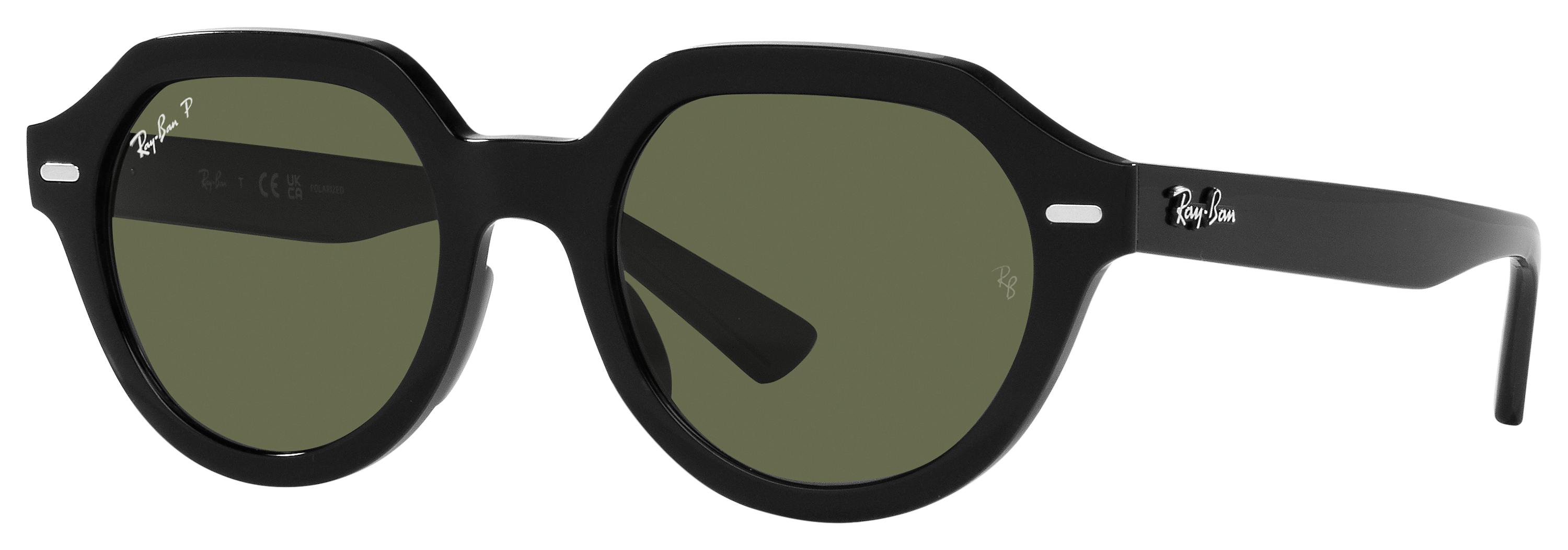 Ray-Ban Gina RB4399 Glass Polarized Sunglasses - Polished Black/Green Classic - X-Large