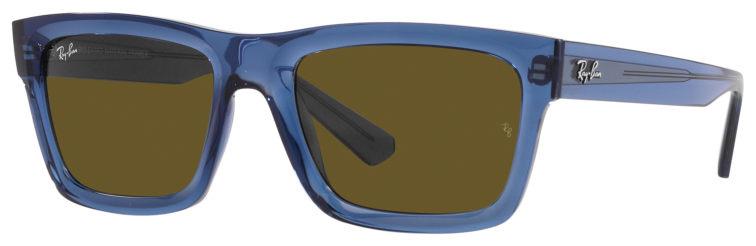 Image of Ray-Ban Warren Bio-Based RB4396 Polarized Sunglasses - Polished Transparent Dark Blue/Dark Brown Classic - X-Large