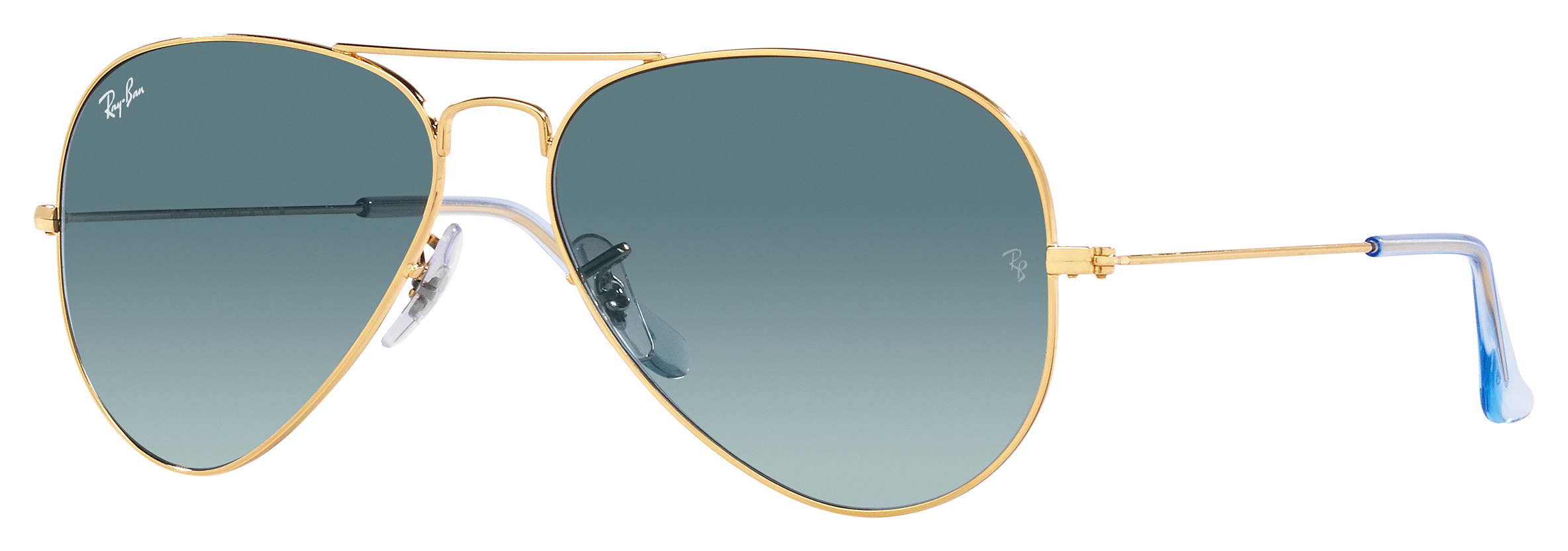 Image of Ray-Ban Aviator RB3025 Gradient Sunglasses - Polished Gold/Blue Gradient - XX-Large