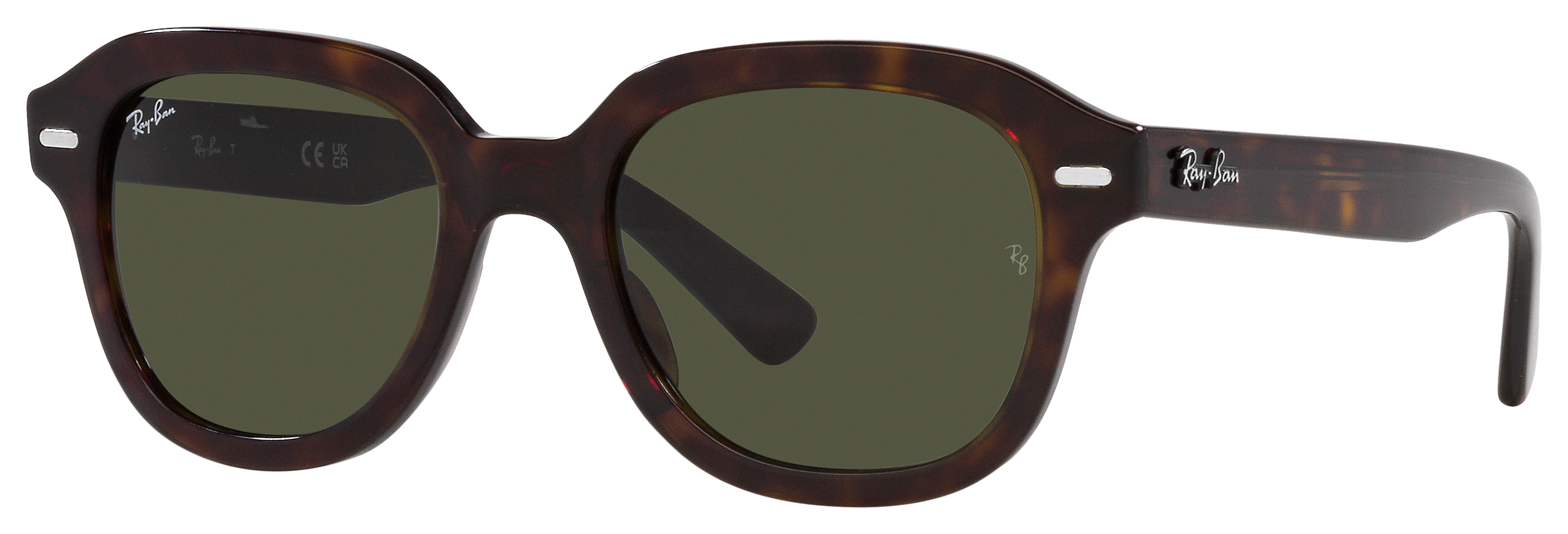 Image of Ray-Ban Erik RB4398 Glass Sunglasses - Polished Havana/Green Classic - Large