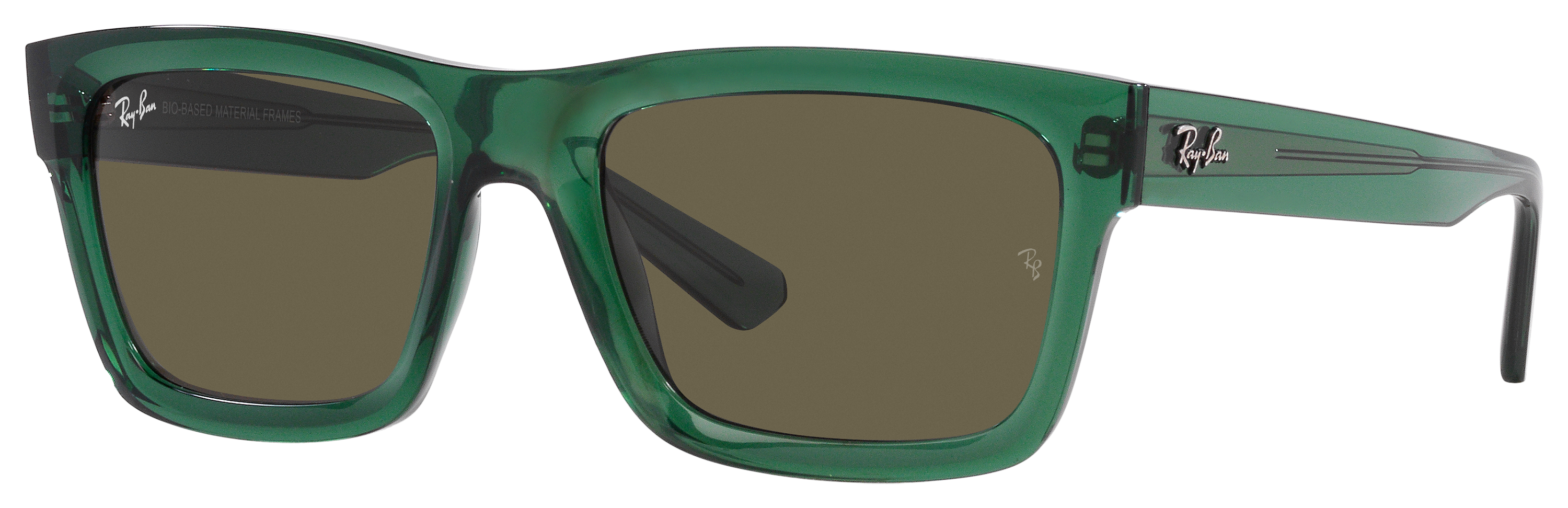 Image of Ray-Ban Warren Bio-Based RB4396 Polarized Sunglasses - Polished Transparent Green/Brown Classic - X-Large