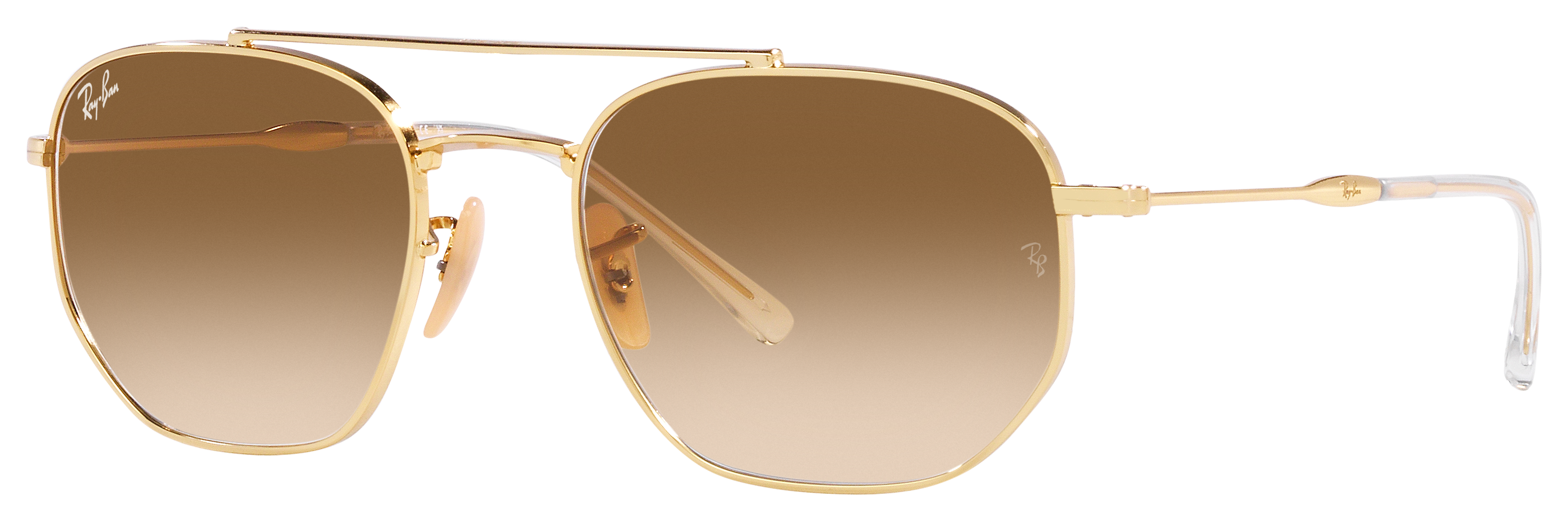 Image of Ray-Ban RB3707 Gradient Glass Sunglasses - Polished Gold/Brown Gradient - X-Large