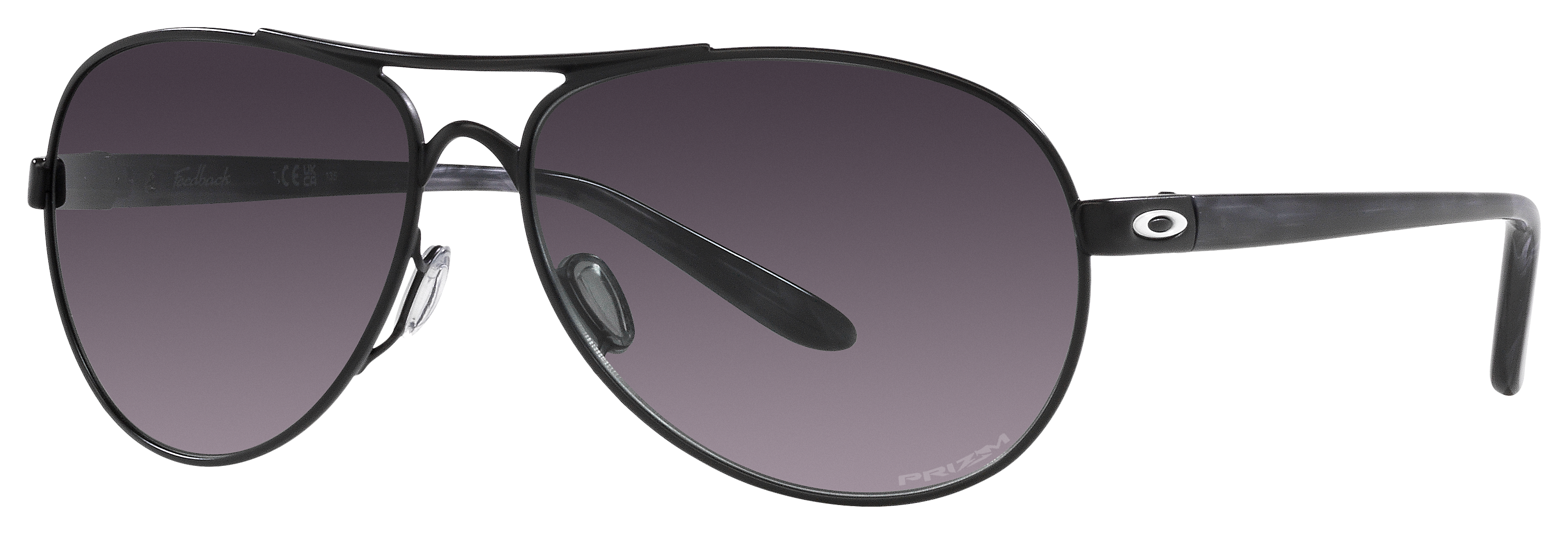 Image of Oakley Feedback OO4079 Prizm Grey Gradient Metal Sunglasses for Ladies - Satin Black/Prizm Gray Gradient - Medium