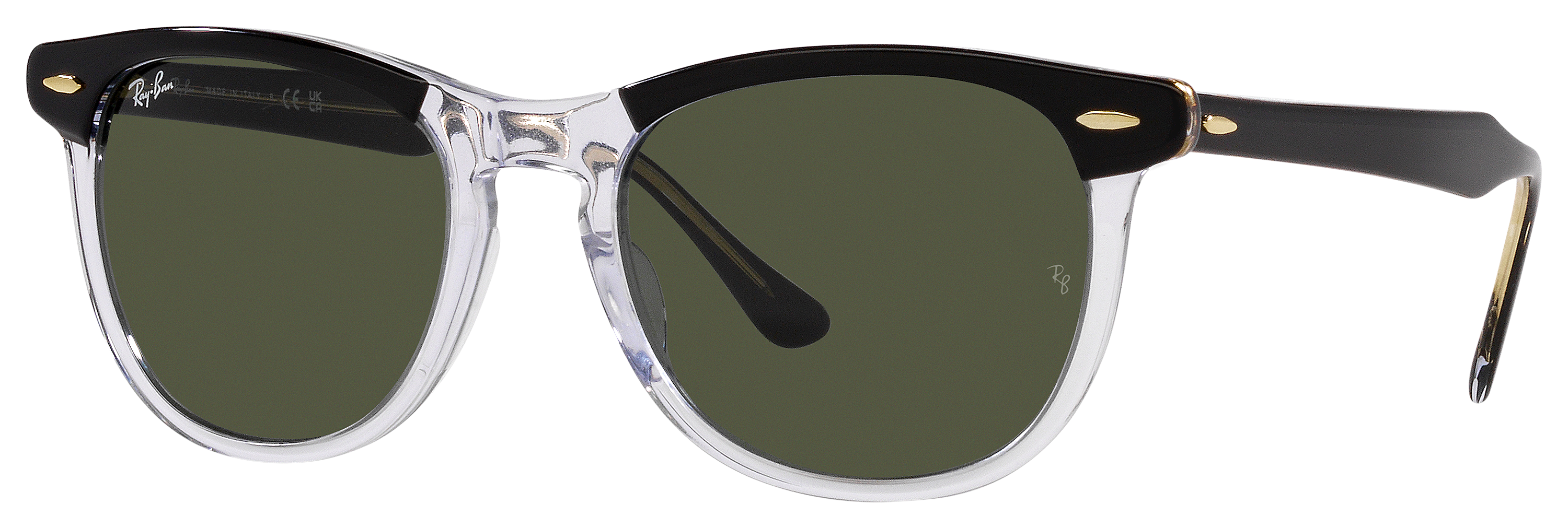 Ray-Ban Eagle Eye RB2398 Glass Sunglasses - Black On Transparent/Green Classic G-15 - Large