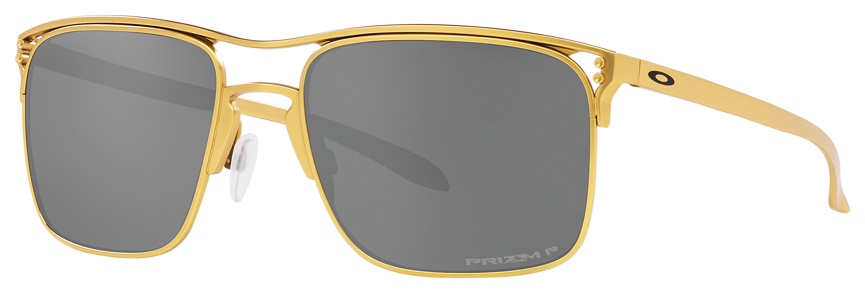 Image of Oakley Holbrook TI OO6048 Prizm Grey Polarized Sunglasses - Satin Gold/Prizm Black - Large