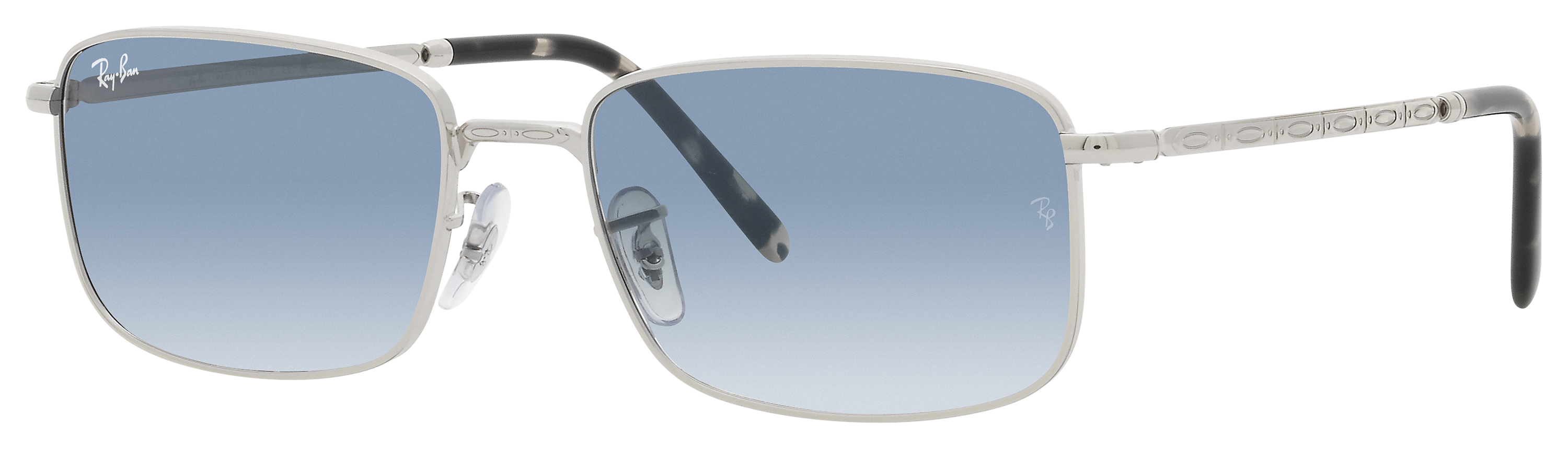 Image of Ray-Ban RB3717 Gradient Glass Sunglasses - Polished Silver/Light Blue Gradient - XX-Large