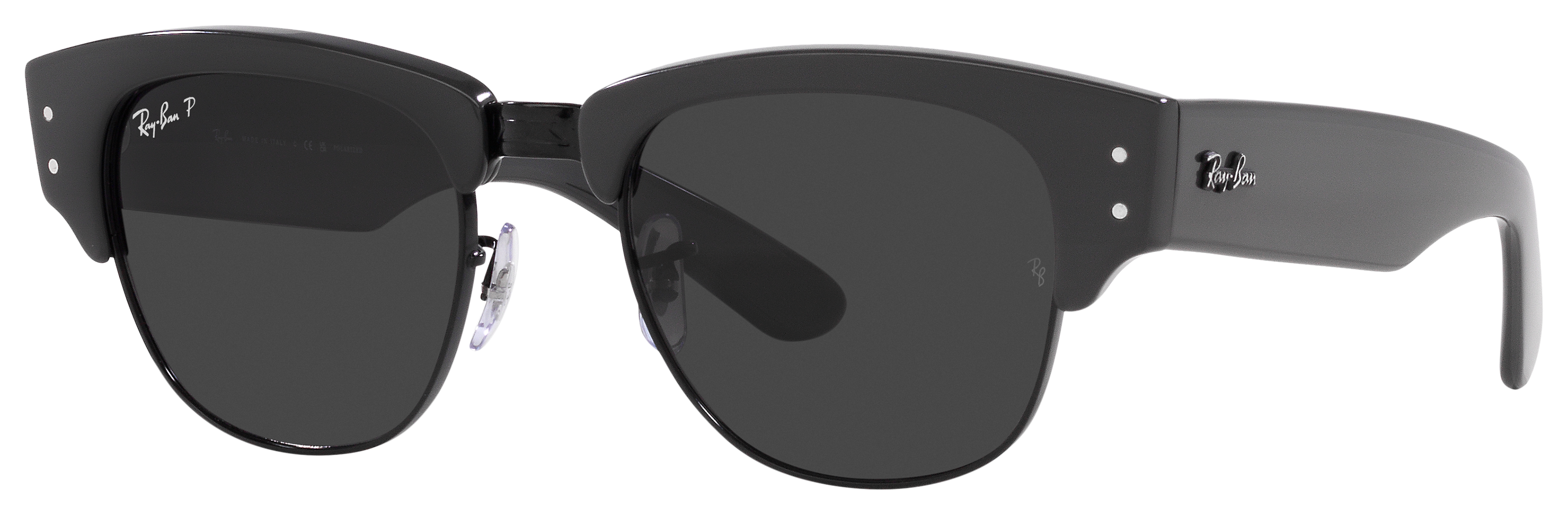 Image of Ray-Ban Mega Clubmaster RB0316S Glass Polarized Sunglasses - Gray on Black/Black Classic - X-Large