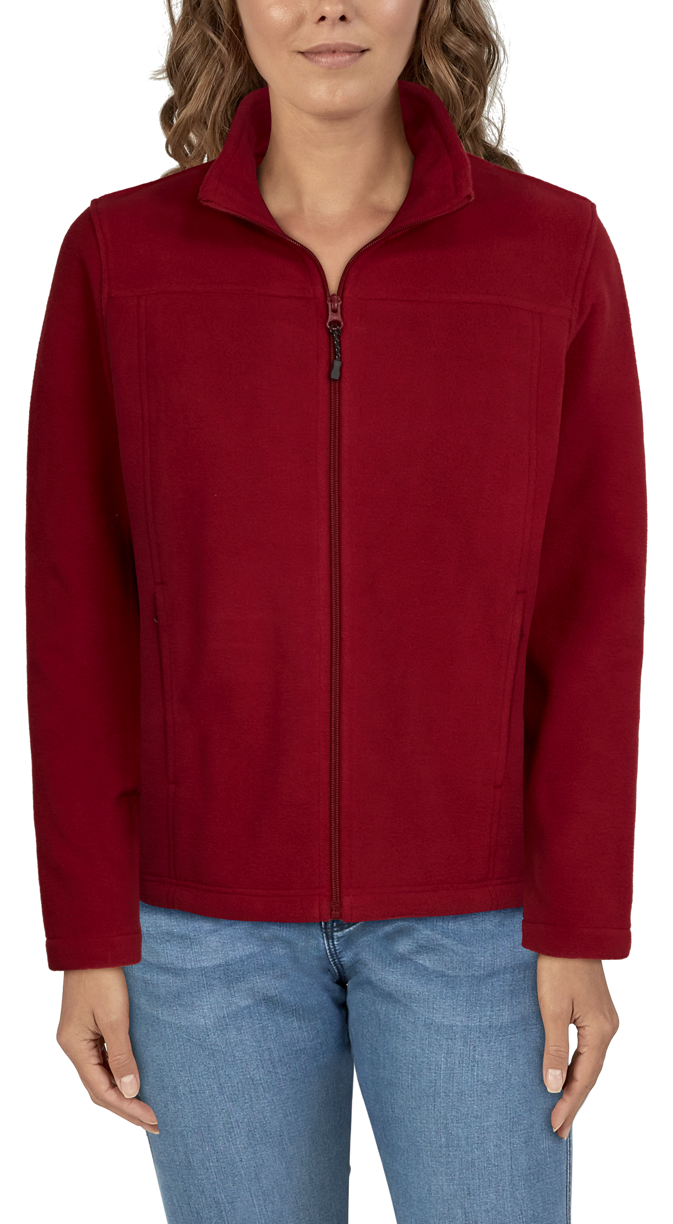 Image of Natural Reflections Zip Fleece Jacket for Ladies - Tibetan Red - 1X