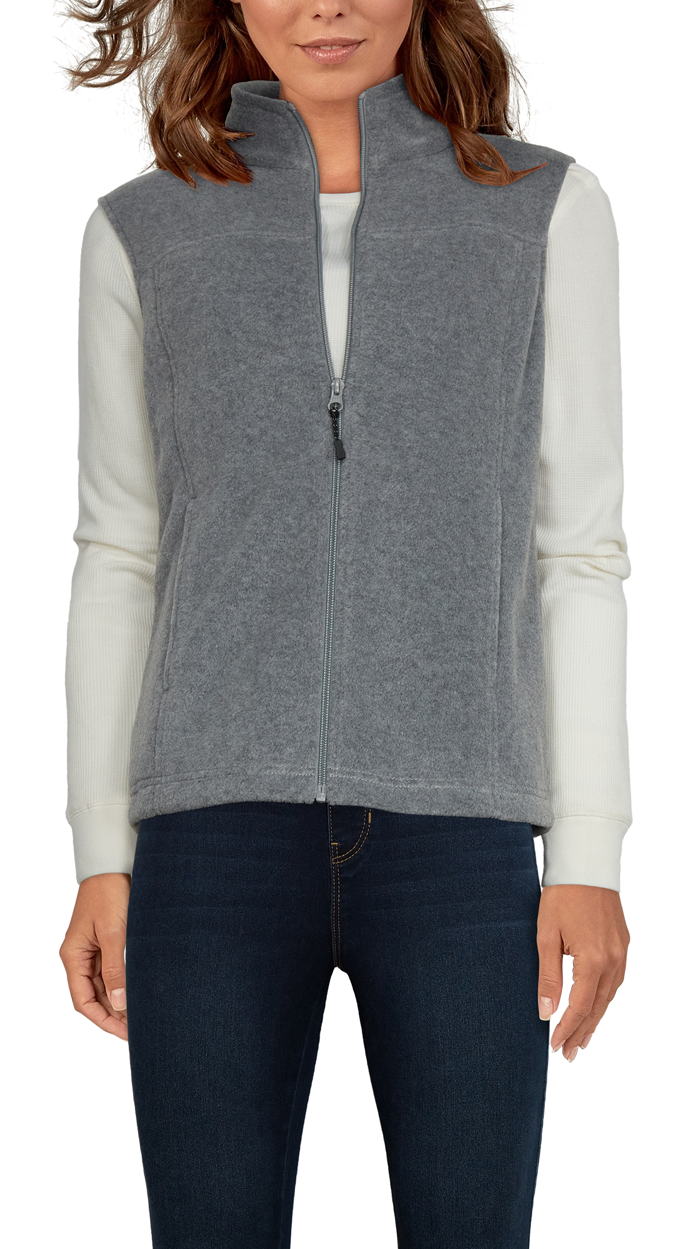 Image of Natural Reflections Zip Fleece Vest for Ladies - Heather Gray - M