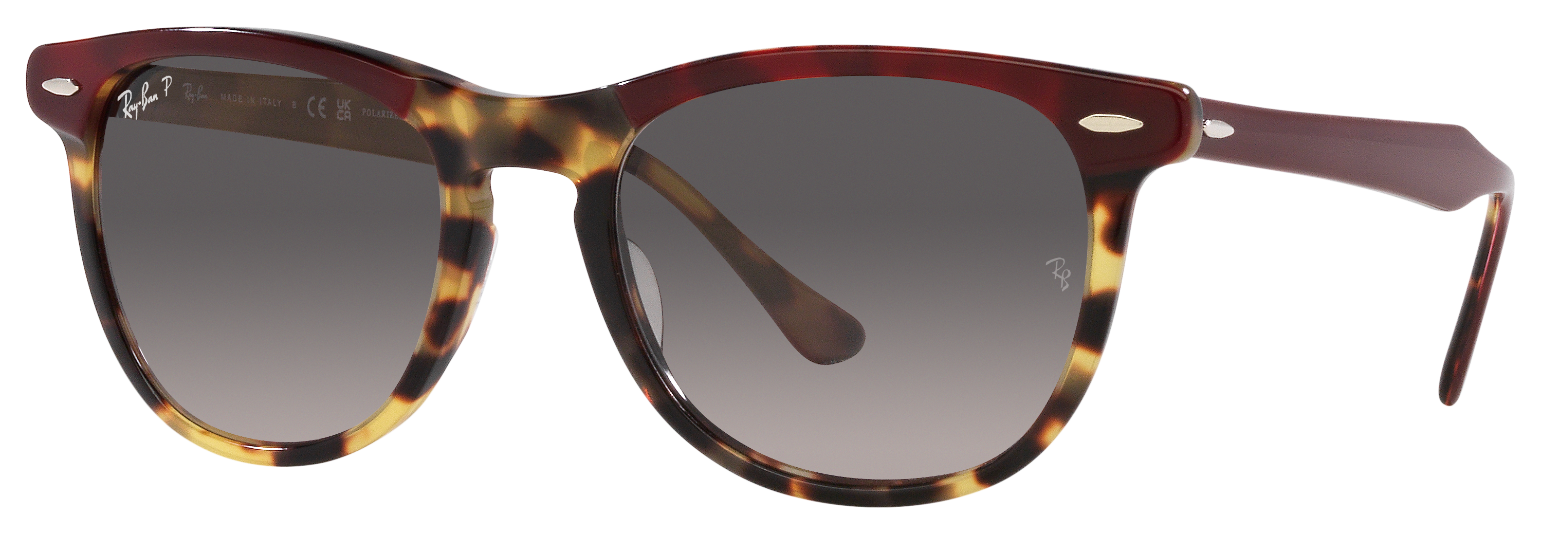 Image of Ray-Ban Eagle Eye RB2398 Gradient Glass Polarized Sunglasses - Bordeaux On Yellow Havana/Gray Gradient - Large