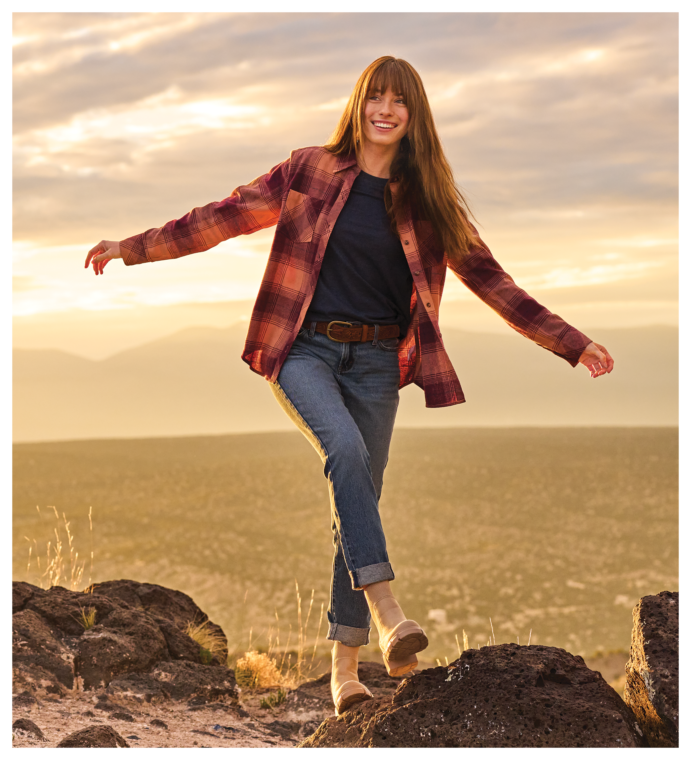 NATURAL REFLECTIONS Flannel Button-Down Long-Sleeve Shirt for Ladies