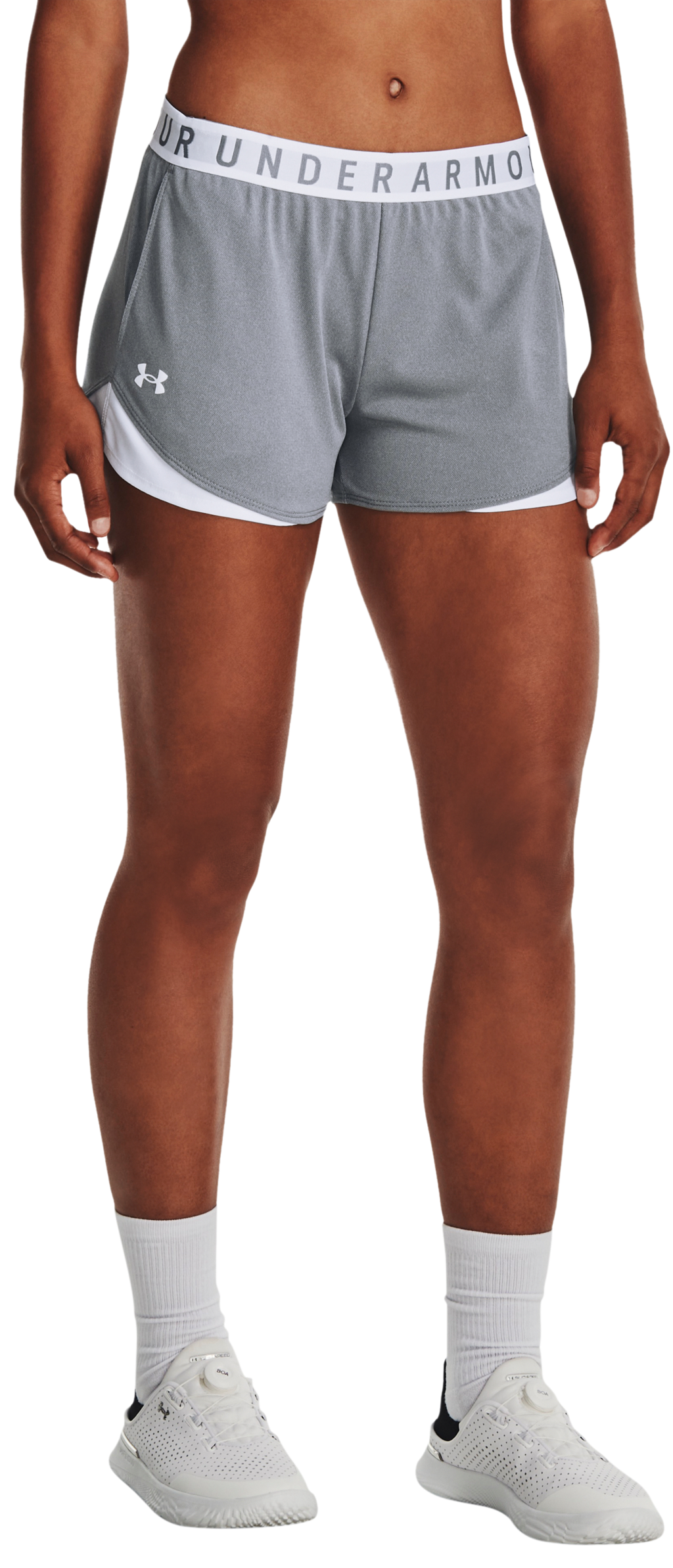 Image of Under Armour UA Play Up 3.0 Shorts for Ladies - Steel Light Heather/White/White - XS