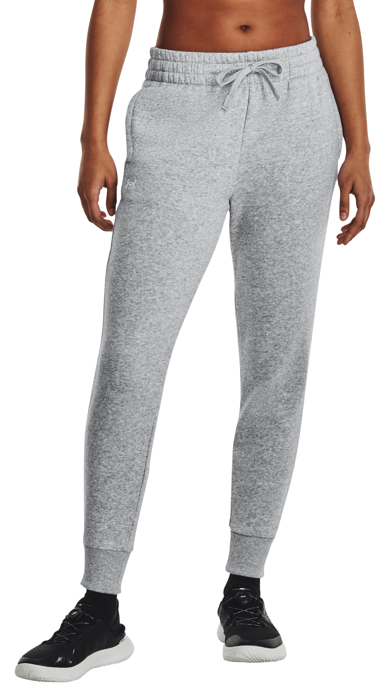 Image of Under Armour Rival Fleece Joggers for Ladies - Mod Gray Light Heather/White - XS - Regular