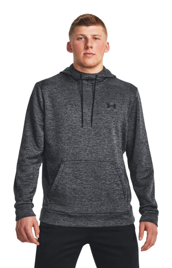 Image of Under Armour Fleece Twist Long-Sleeve Hoodie for Men - Black/Black - 3XL