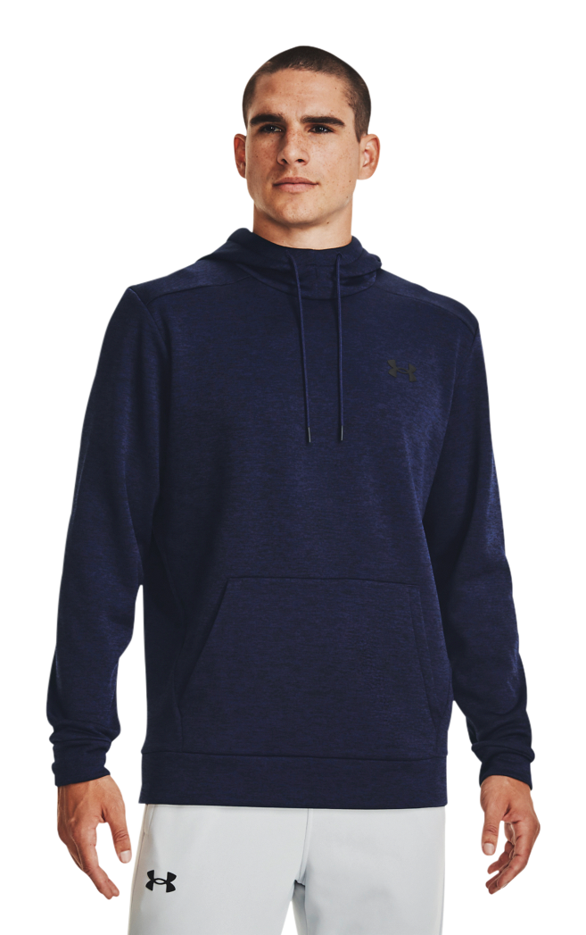 Image of Under Armour Fleece Twist Long-Sleeve Hoodie for Men - Midnight Navy/Black - S