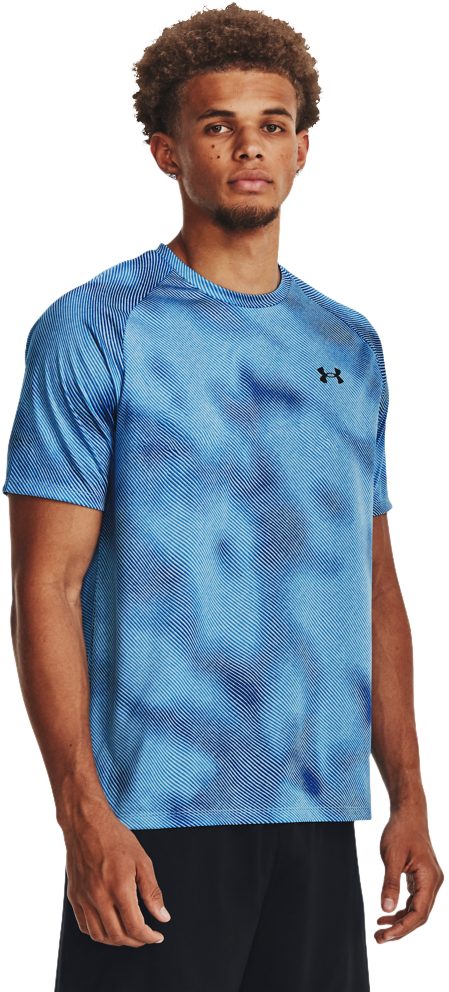 Under Armour UA Tech 2.0 Lino Print Short-Sleeve T-Shirt for Men - Blizzard/Varsity Blue - S