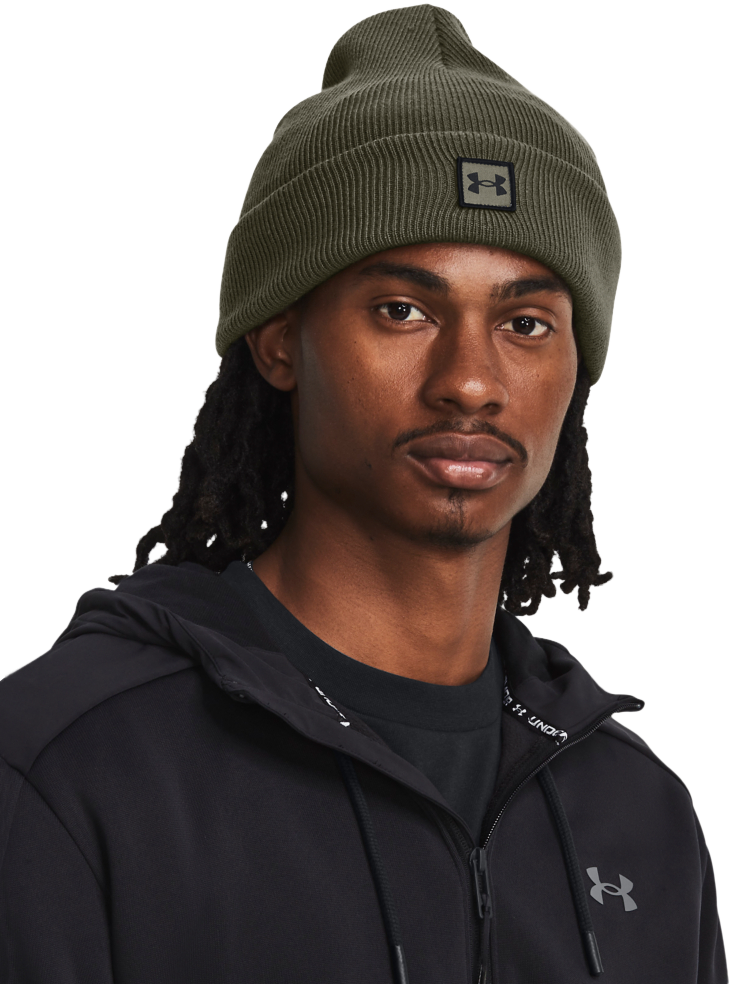 Image of Under Armour UA Halftime Cuff Beanie for Men - Marine OD Green/Black