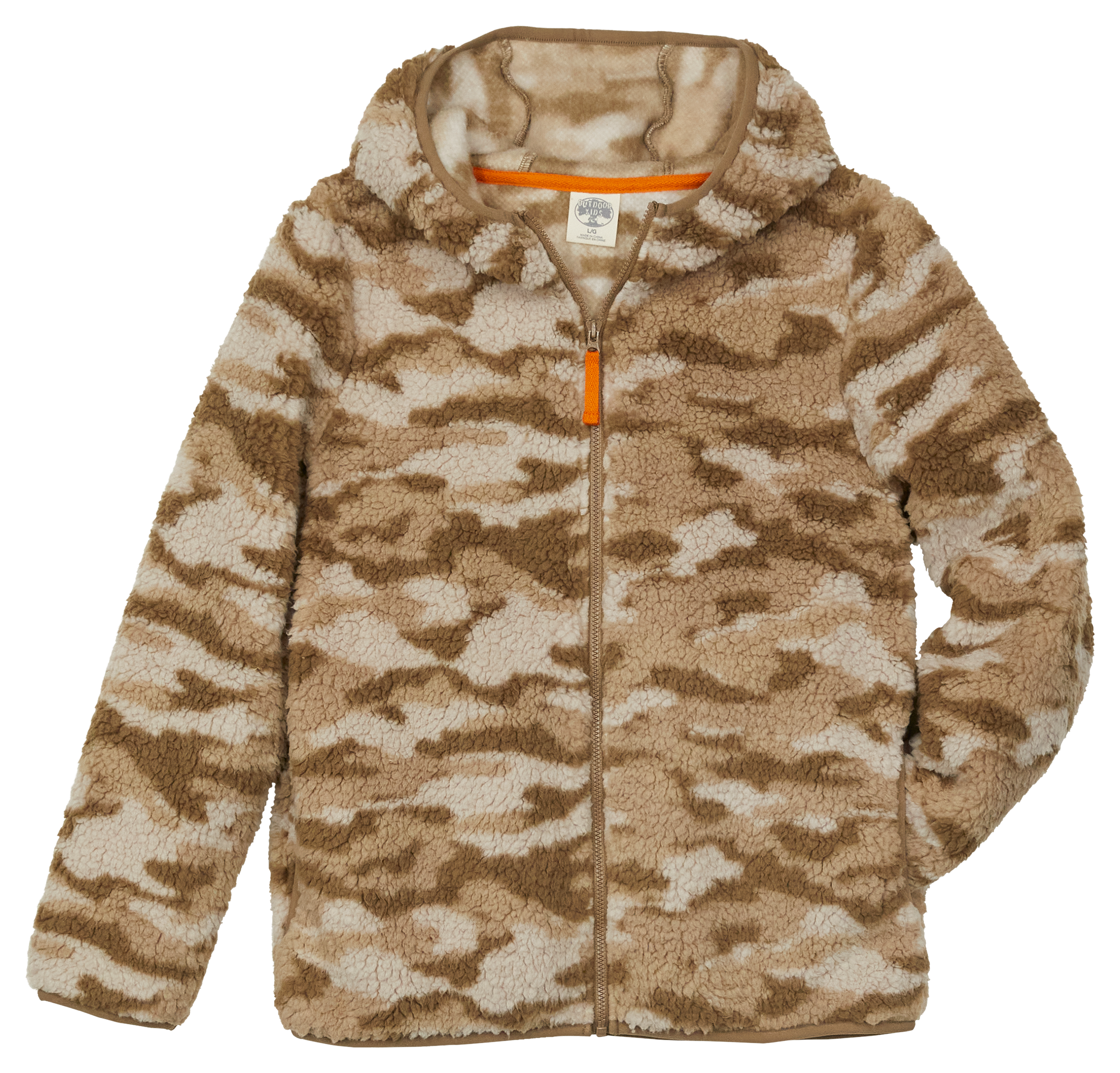 Image of Outdoor Kids Cozy Fleece Full-Zip Hoodie for Kids - Natural Camo - XS